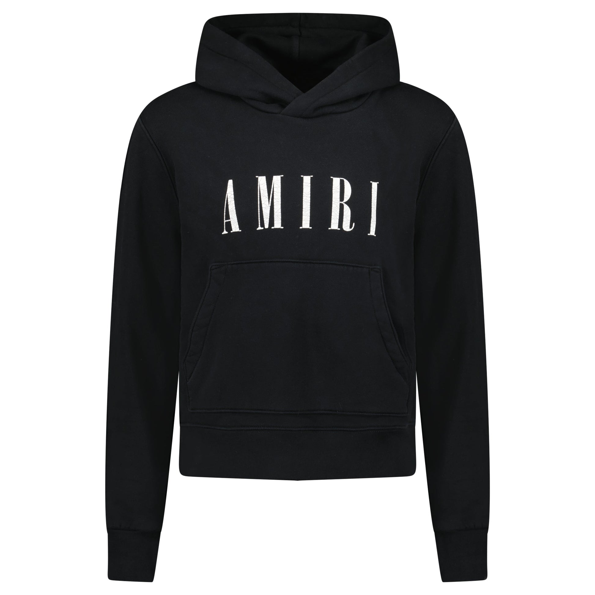 AMIRI BLACK LOGO DISTRESSED HOODIE - SMALL (Fits S/M) - Affluent ArchivesUsed HIGH END DESIGNER CLOTHING