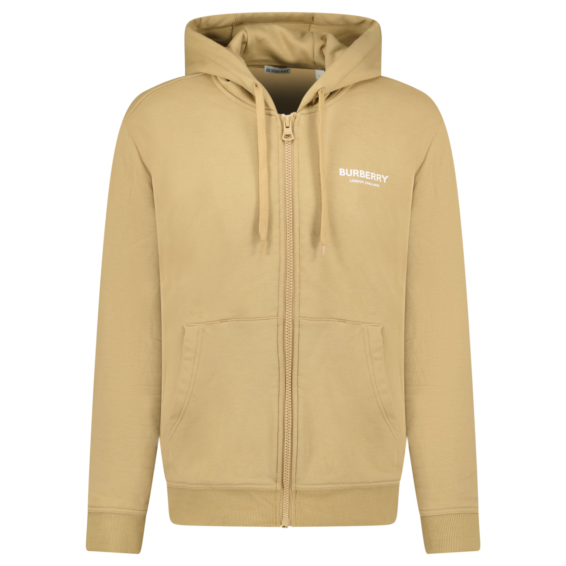 BURBERRY BEIGE LOGO HOODIE - LARGE (Fits XL) - Affluent ArchivesUsed HIGH END DESIGNER CLOTHING