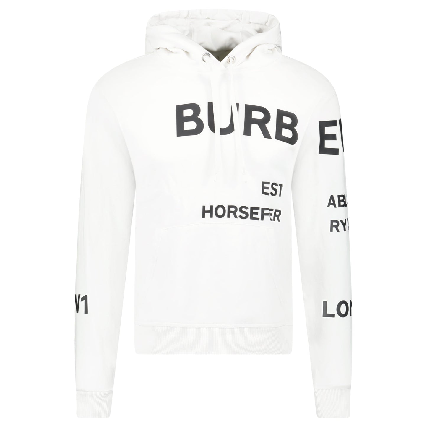 BURBERRY LOGO WHITE HOODIE - XS - Affluent ArchivesUsed HIGH END DESIGNER CLOTHING