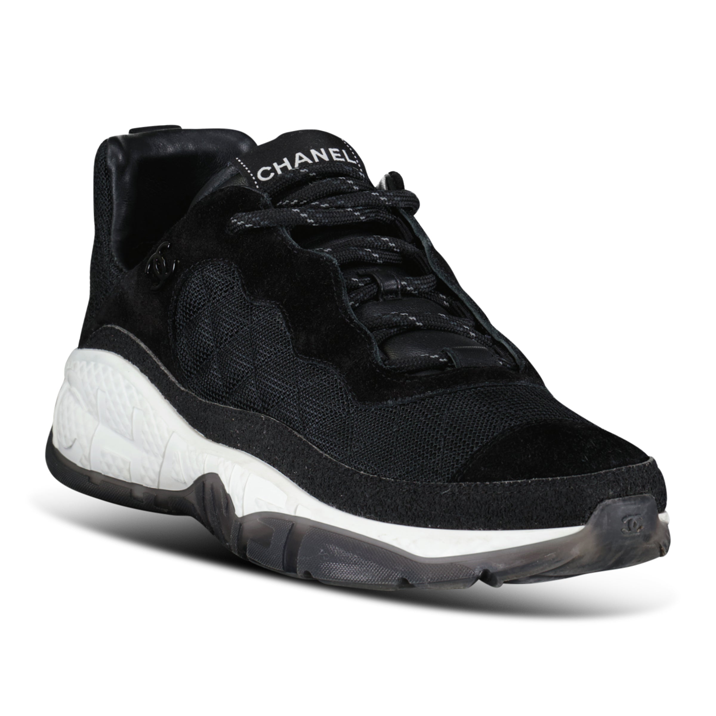 CHANEL BLACK / WHITE TRAINER - UK 10 (44) - Affluent ArchivesUsed HIGH END DESIGNER CLOTHING