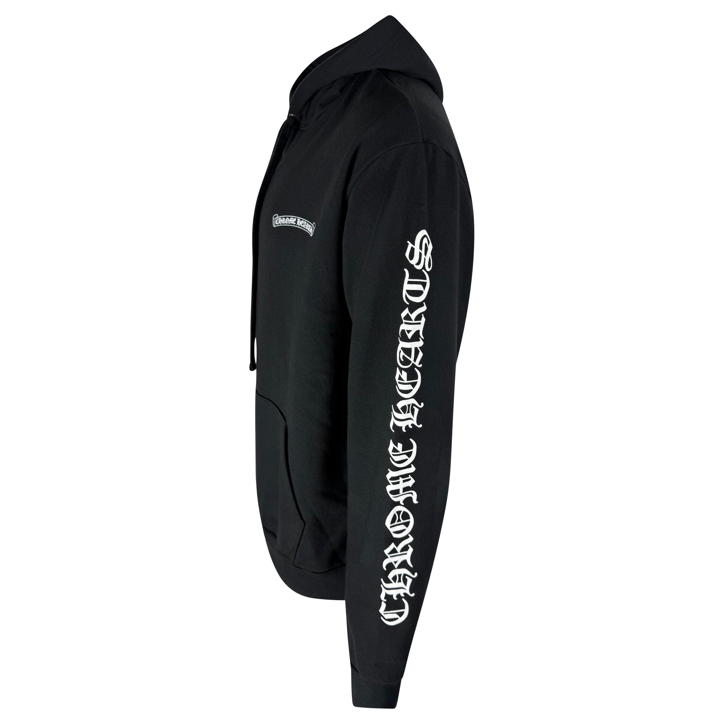 CHROME HEARTS BLACK LOGO HOODIE - LARGE (Fits XL) - Affluent ArchivesUsed HIGH END DESIGNER CLOTHING