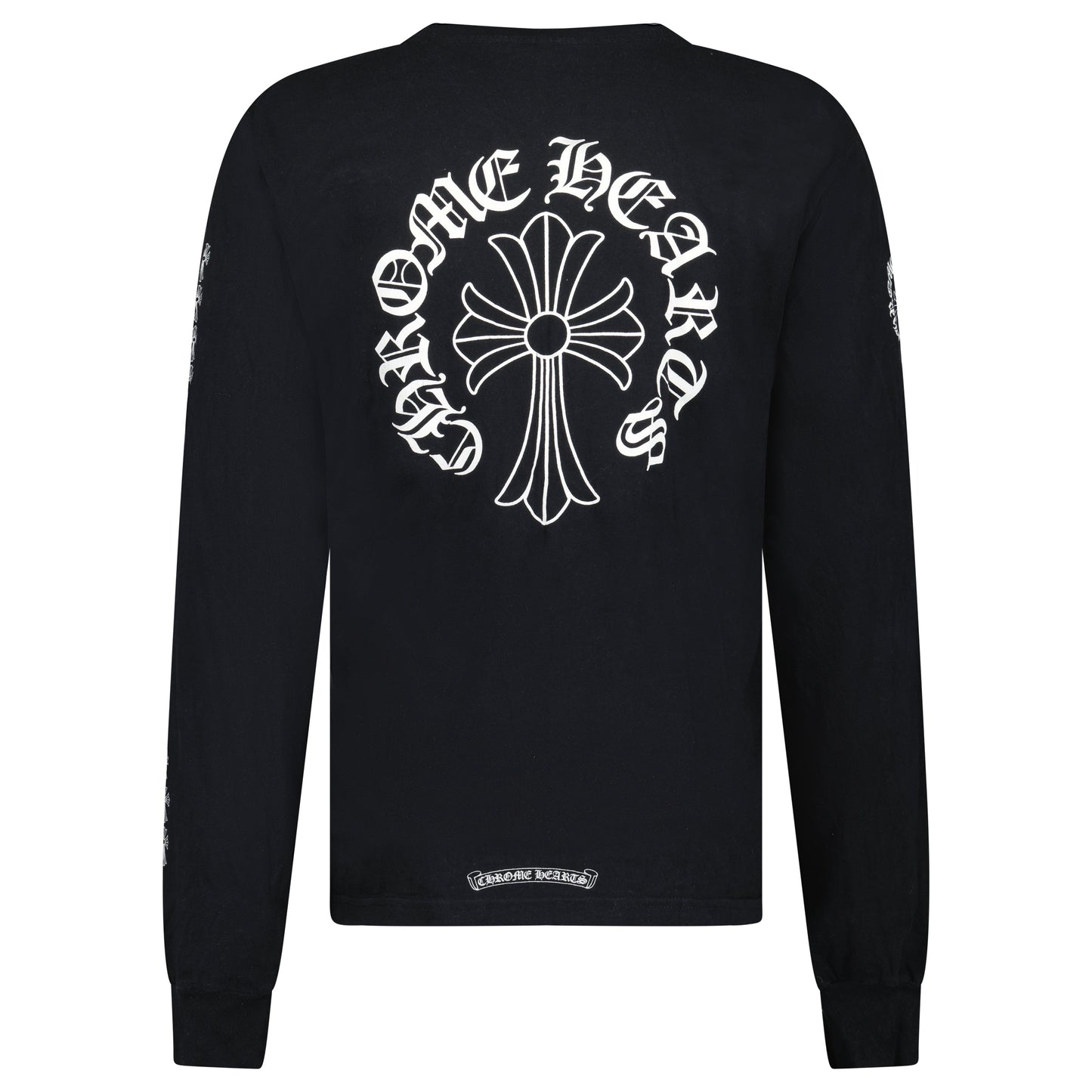 CHROME HEARTS LONG SLEEVED BLACK LOGO T SHIRT - LARGE - Affluent ArchivesUsed HIGH END DESIGNER CLOTHING