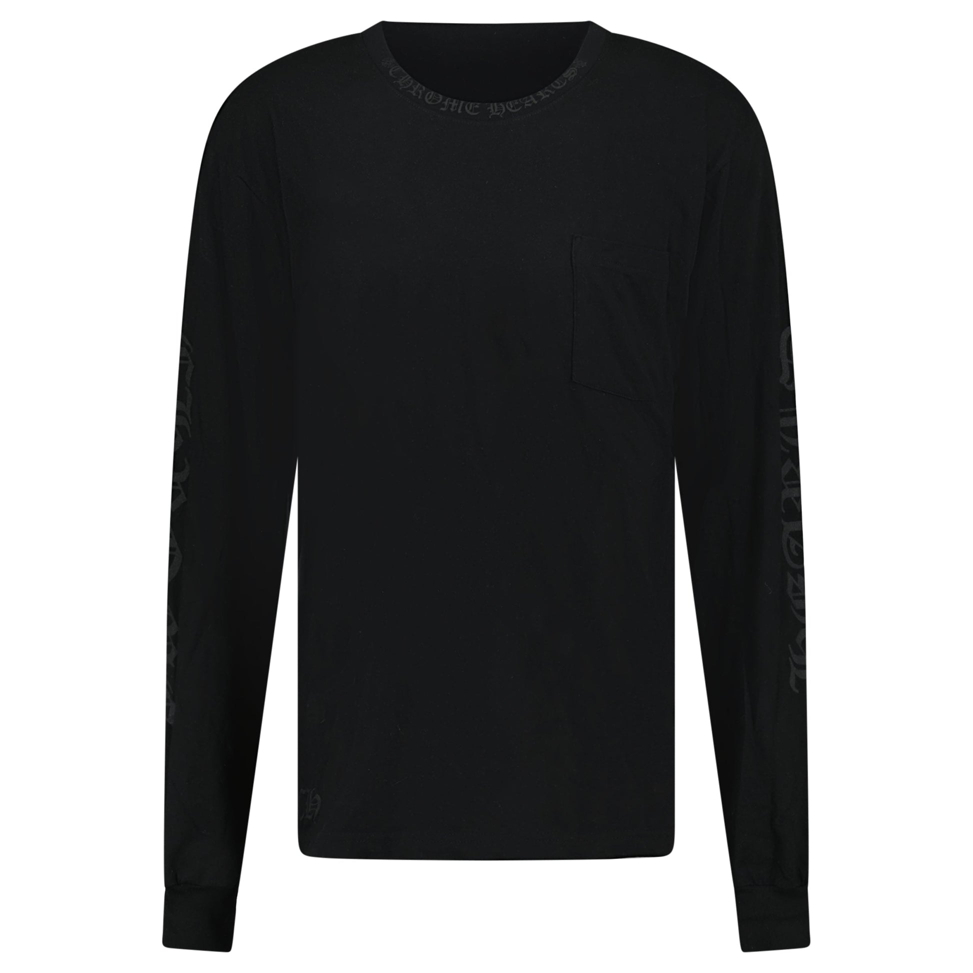 CHROME HEARTS LONG SLEEVED BLACK LOGO T SHIRT - XL - Affluent ArchivesUsed HIGH END DESIGNER CLOTHING