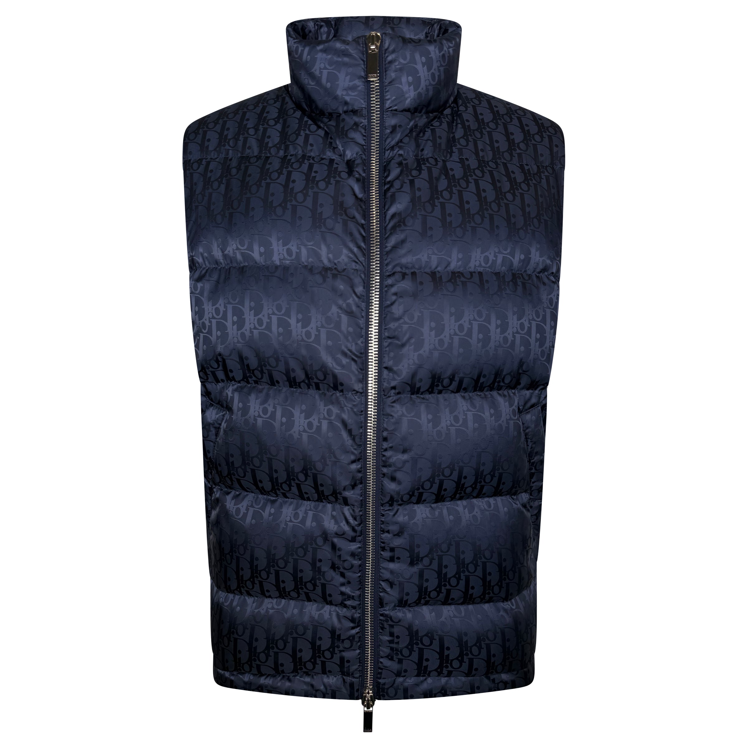 DIOR JACQUARD OBLIQUE GILET NAVY - LARGE (50) - Affluent ArchivesUsed HIGH END DESIGNER CLOTHING