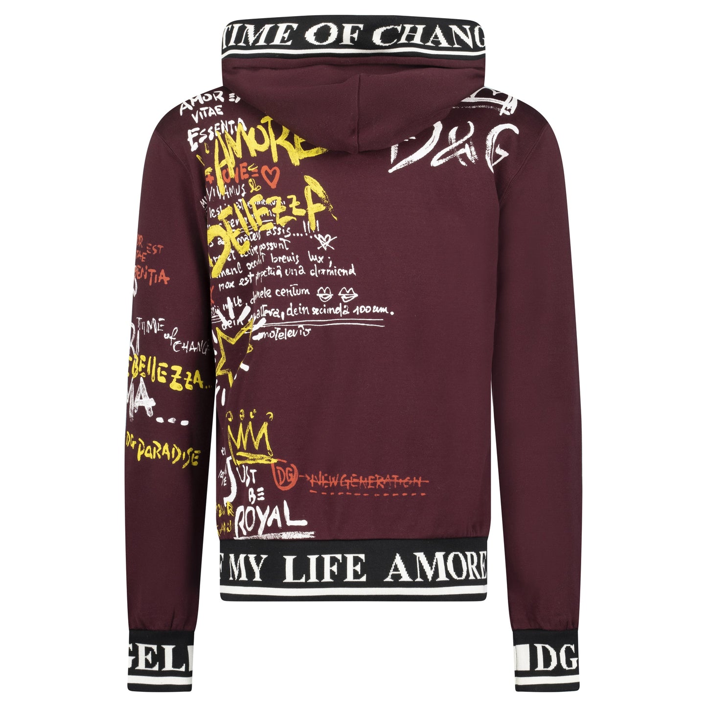 DOLCE AND GABBANA BURGUNDY LOGO HOODIE - SMALL (Fits M) - Affluent ArchivesUsed HIGH END DESIGNER CLOTHING