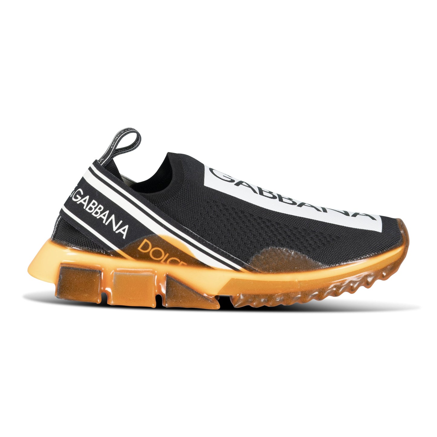 DOLCE GABBANA BLACK / ORANGE SLIP ON TRAINER - UK 8 (42) - Affluent ArchivesUsed HIGH END DESIGNER CLOTHING