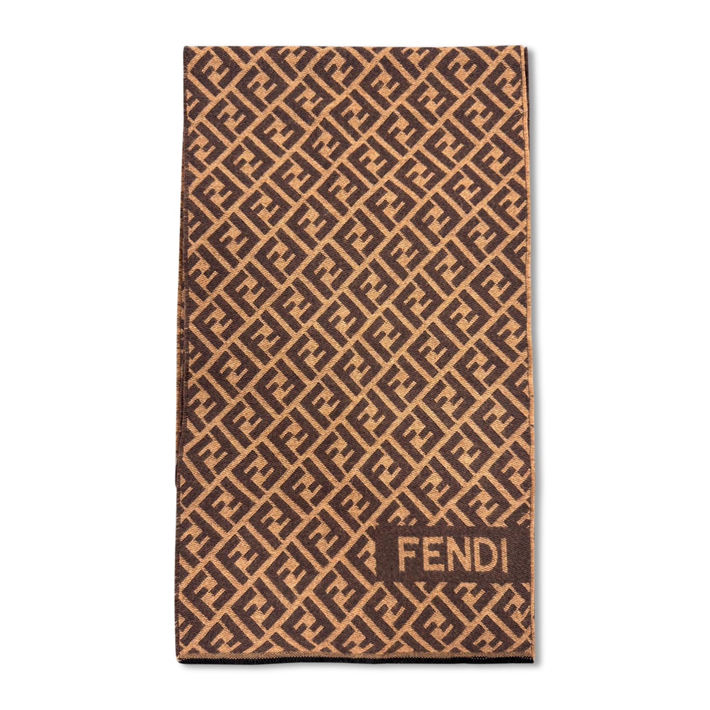 FENDI BROWN FF COTTON SCARF - Affluent ArchivesUsed HIGH END DESIGNER CLOTHING