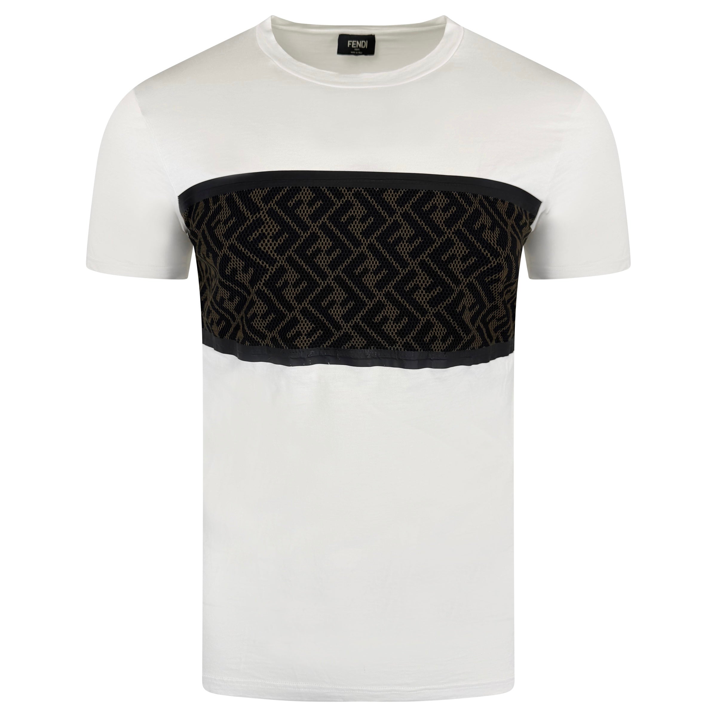 FENDI WHITE LOGO T SHIRT - LARGE (Fits Medium) - Affluent ArchivesUsed HIGH END DESIGNER CLOTHING