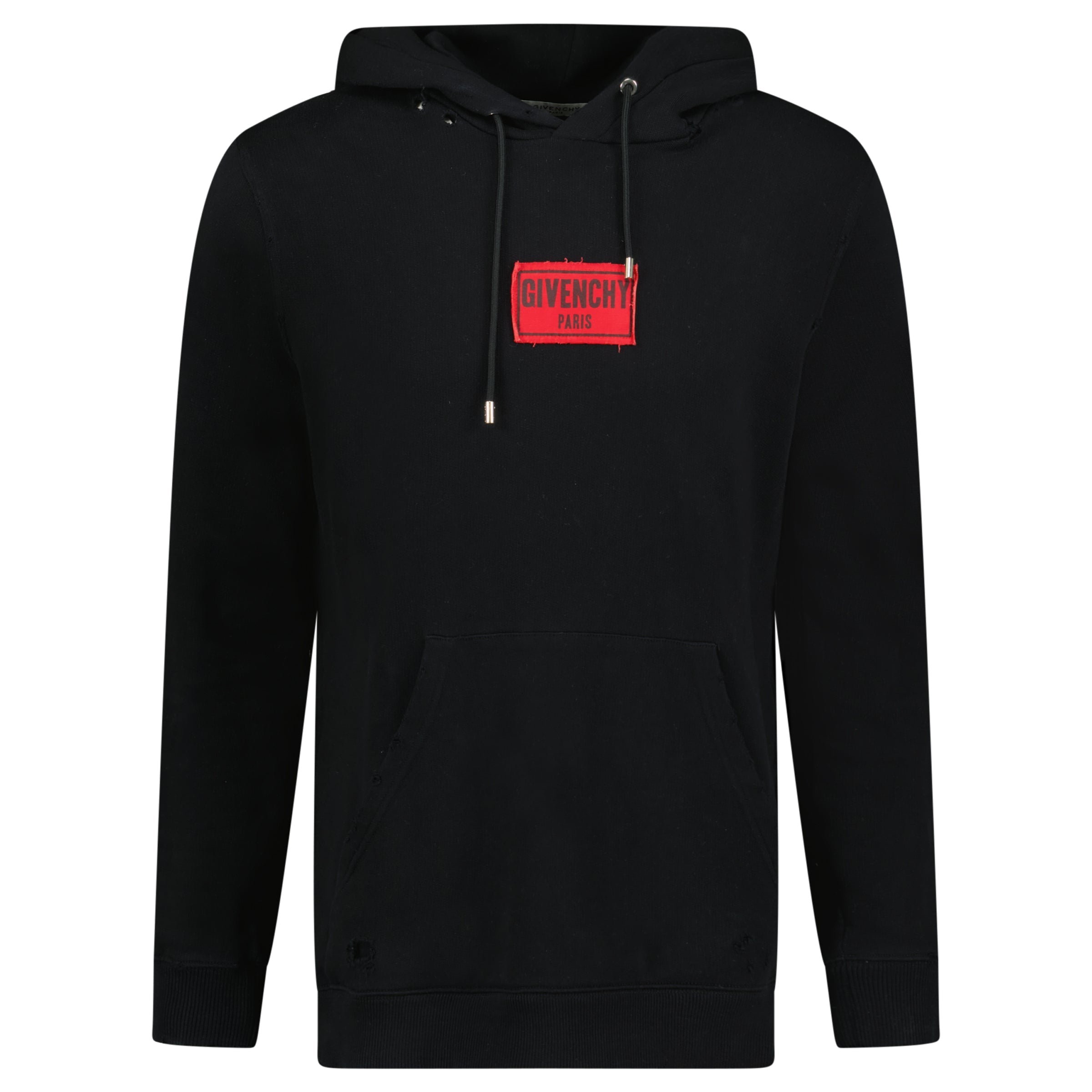 GIVENCHY BLACK LOGO HOODIE - SMALL (Fits Medium) - Affluent ArchivesUsed HIGH END DESIGNER CLOTHING