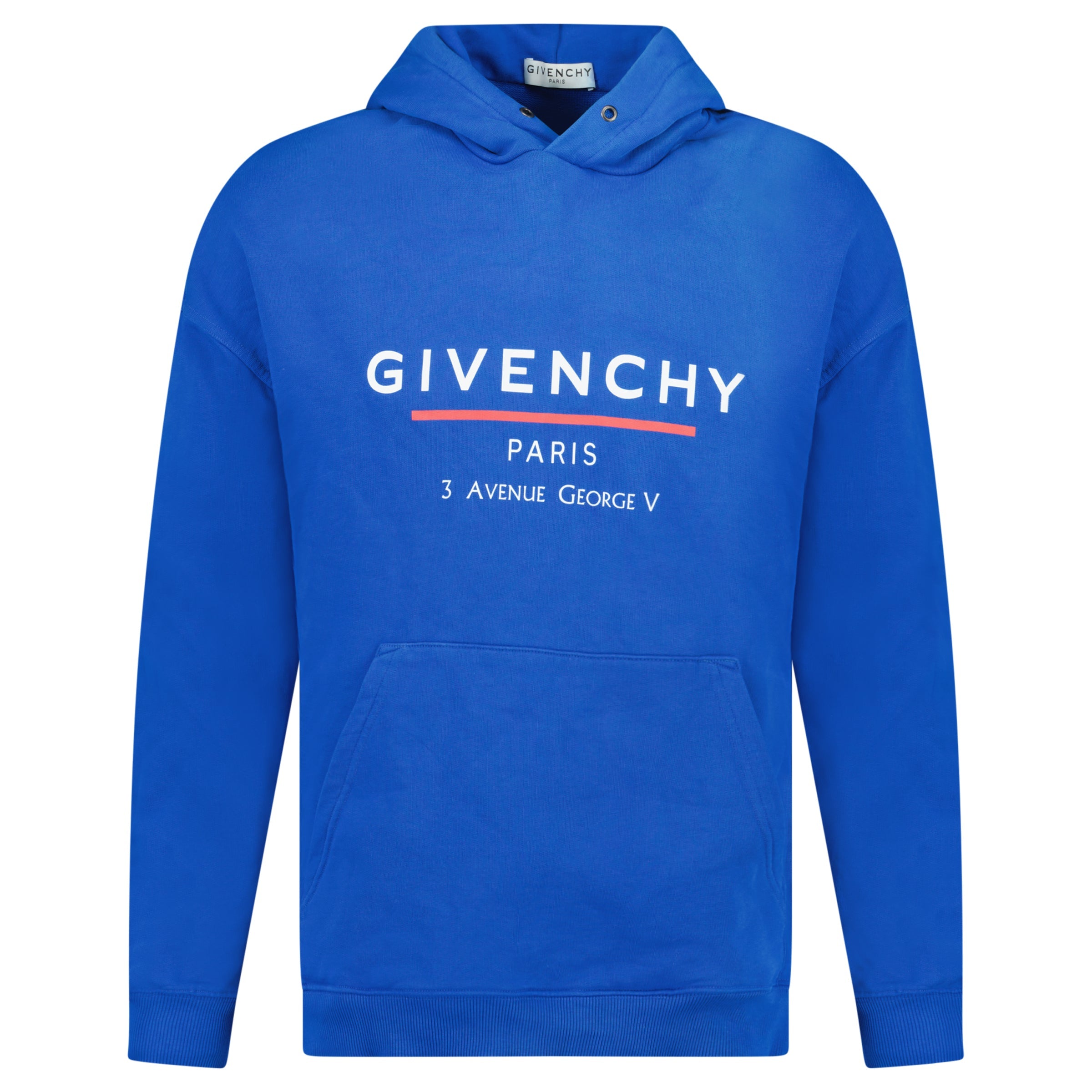 GIVENCHY BLUE LOGO HOODIE - LARGE - Affluent ArchivesUsed HIGH END DESIGNER CLOTHING