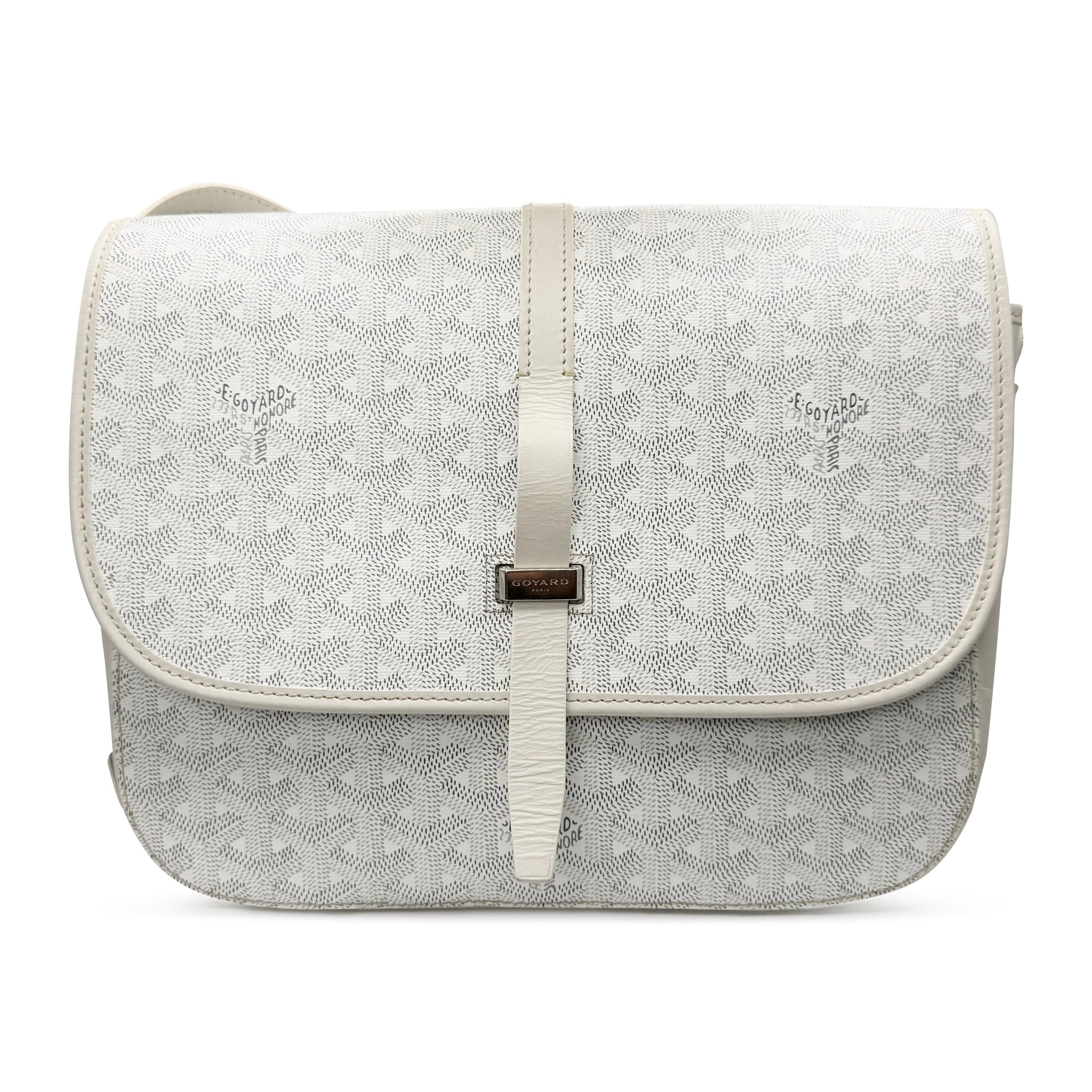GOYARD BELVEDERE MM WHITE MESSENGER BAG - Affluent ArchivesUsed HIGH END DESIGNER CLOTHING