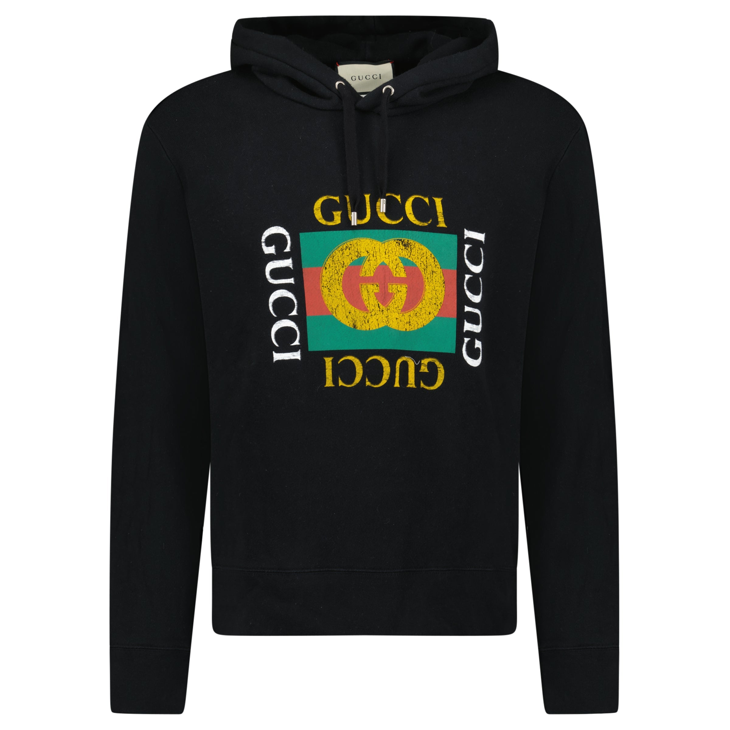GUCCI BLACK LOGO HOODIE - LARGE - Affluent ArchivesUsed HIGH END DESIGNER CLOTHING