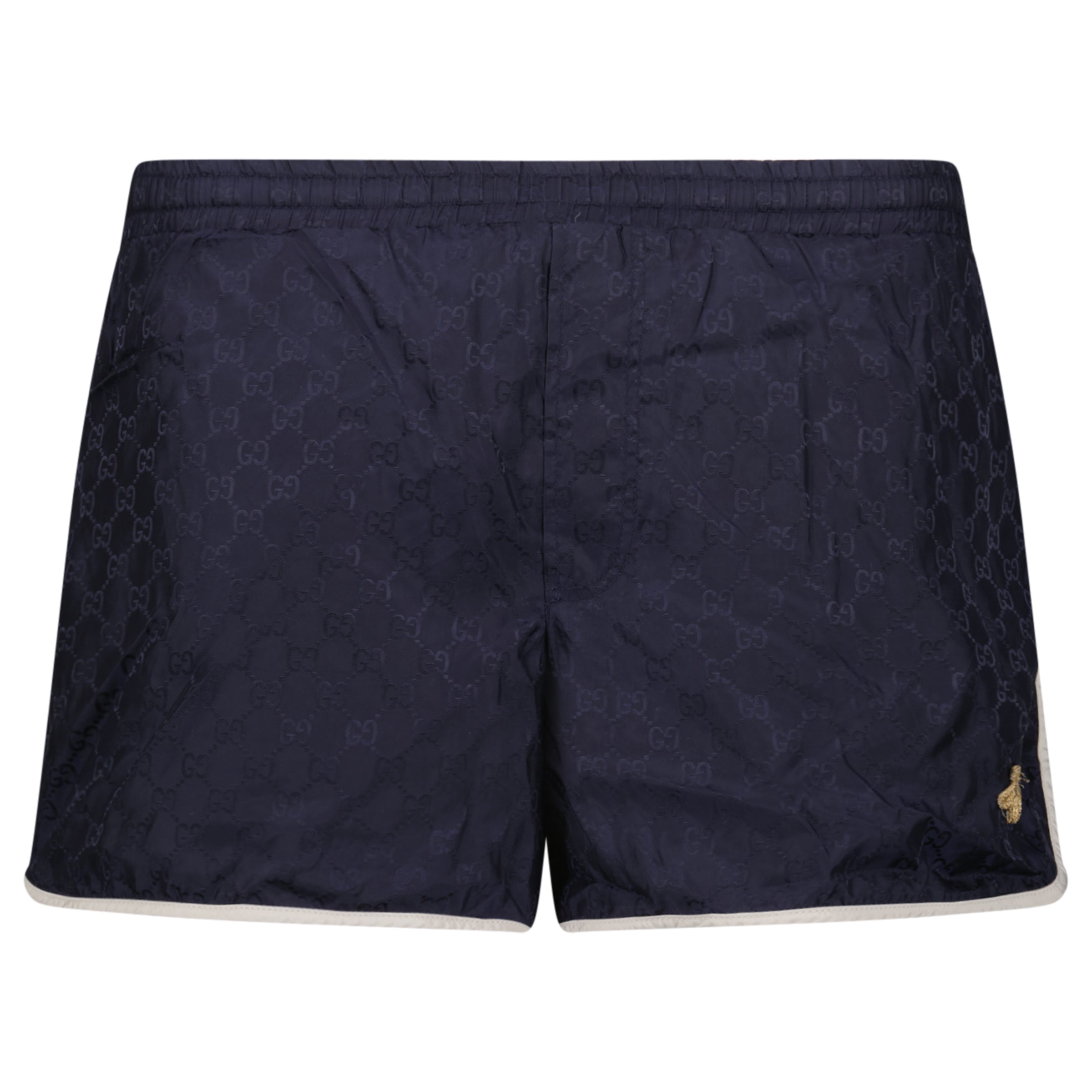 GUCCI NAVY LOGO SWIM SHORTS - MEDIUM (Fit S/M) - Affluent ArchivesUsed HIGH END DESIGNER CLOTHING