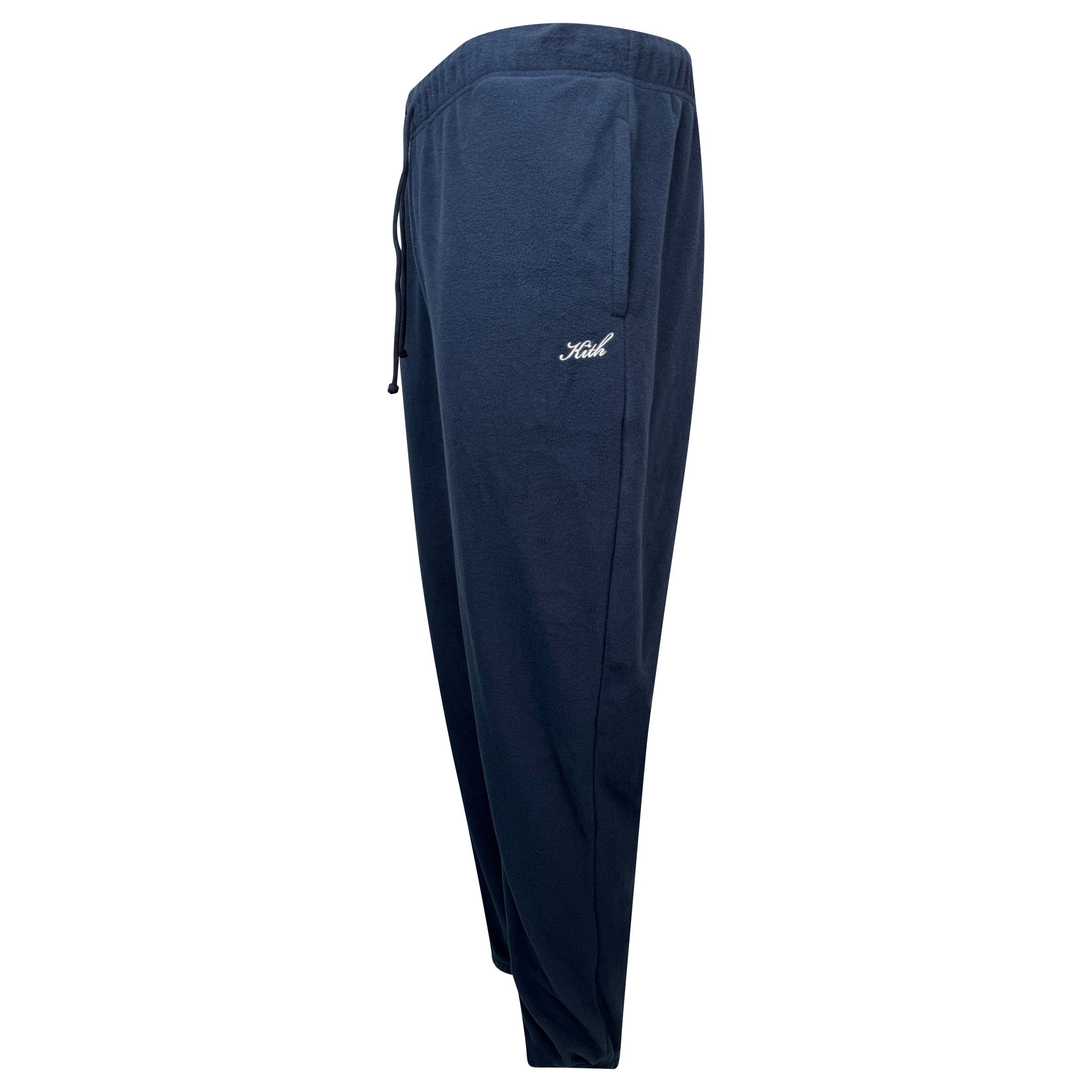 KITH NAVY FLEECE TRACK PANTS - LARGE - Affluent ArchivesUsed HIGH END DESIGNER CLOTHING