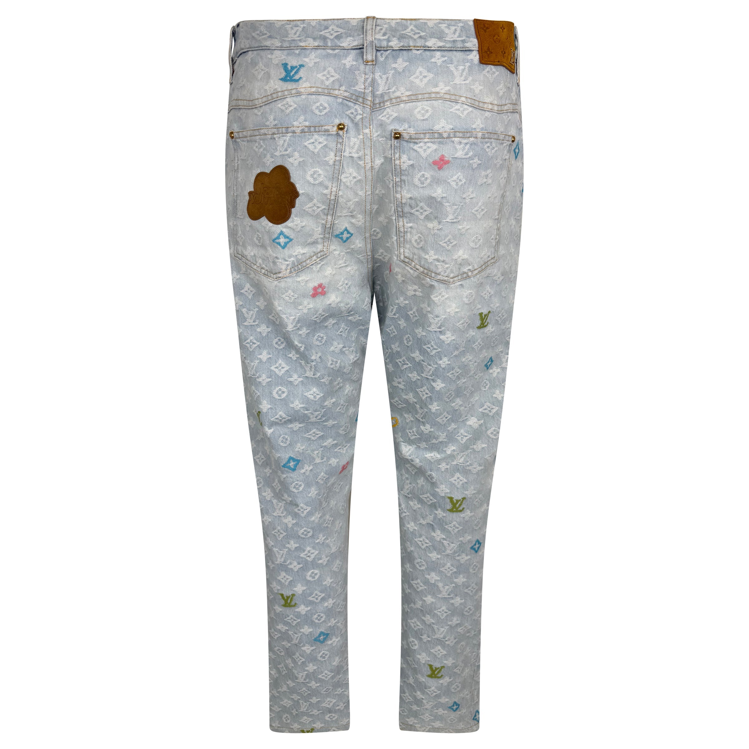 LOUIS VUITTON BLUE TYLER THE CREATOR MONOGRAM JEANS - 36W / 32L - Affluent ArchivesUsed HIGH END DESIGNER CLOTHING