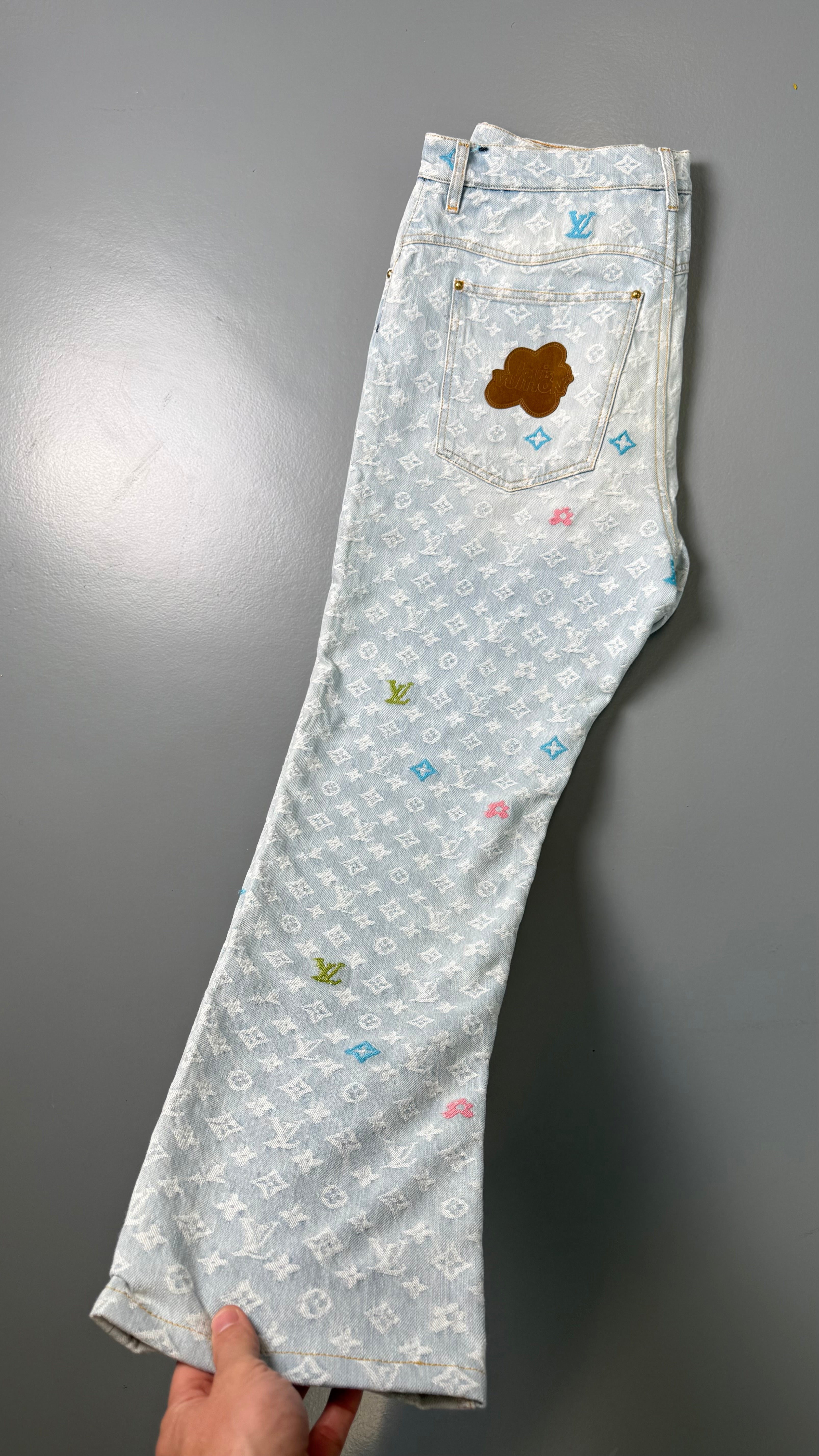 LOUIS VUITTON BLUE TYLER THE CREATOR MONOGRAM JEANS - 36W / 32L - Affluent ArchivesUsed HIGH END DESIGNER CLOTHING