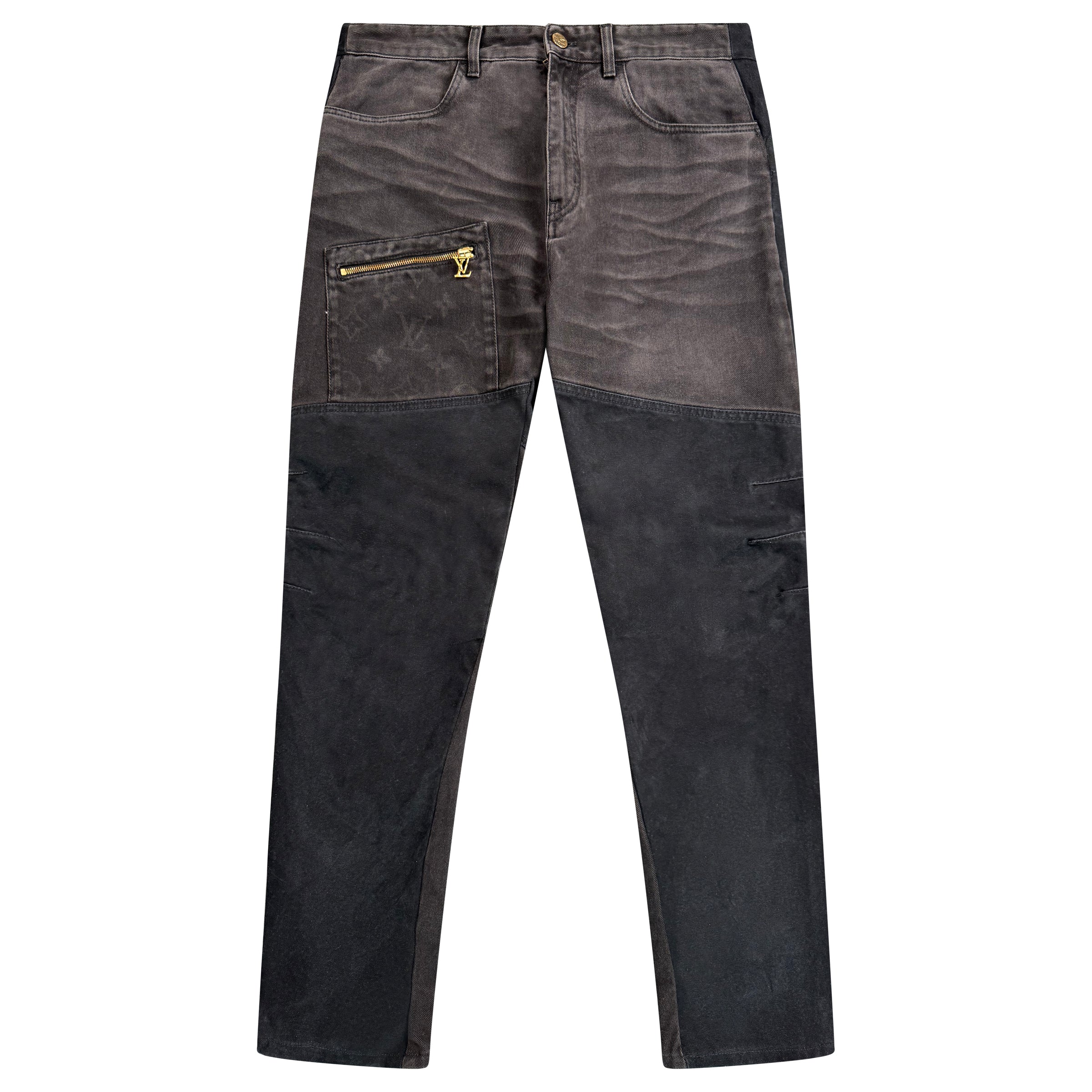 LOUIS VUITTON DARK GREY / BLACK MONOGRAM JEANS - 31 W / 32L (Fits 34W) - Affluent ArchivesUsed HIGH END DESIGNER CLOTHING