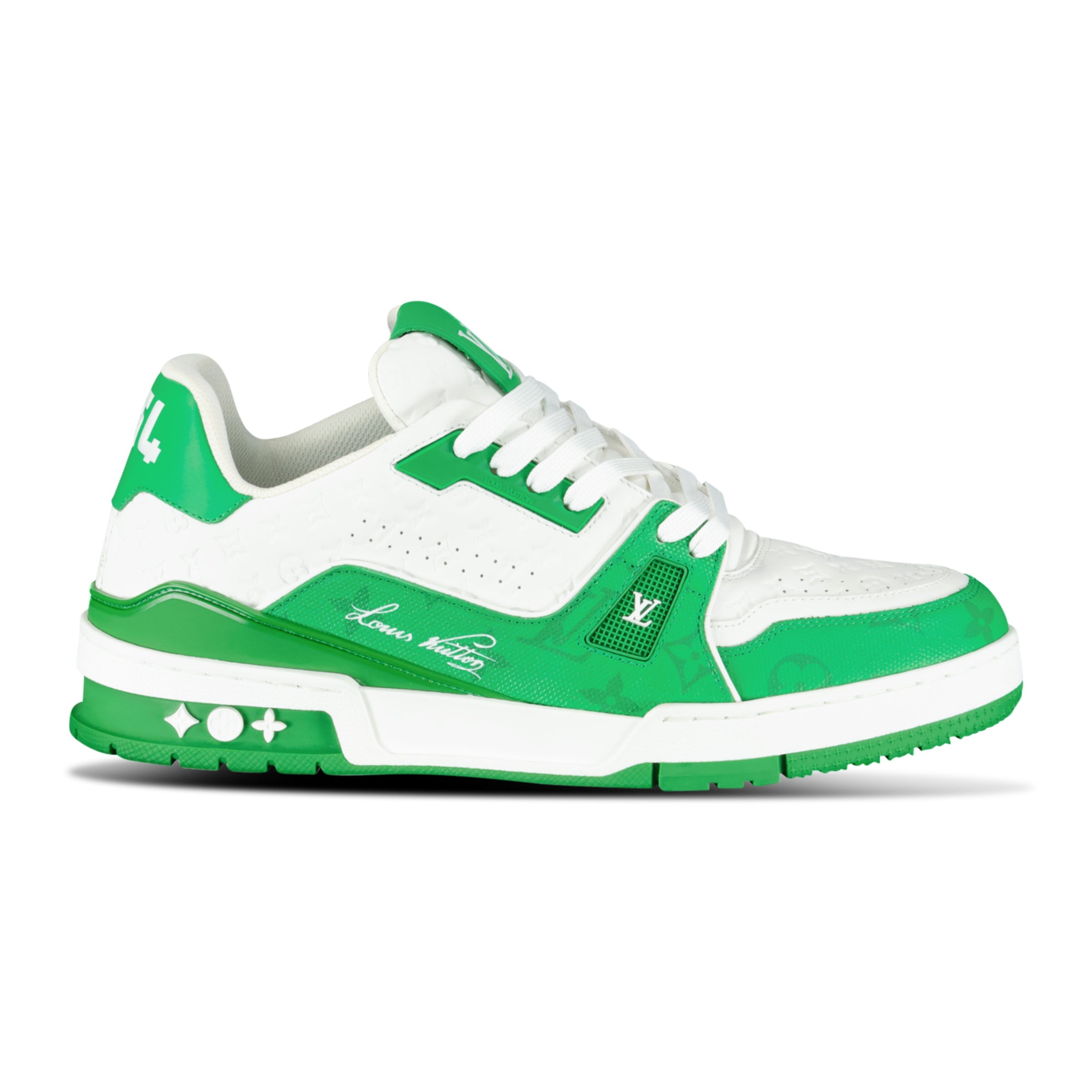 LOUIS VUITTON GREEN / WHITE LV '54' SNEAKER - UK 7 `(Fit 8) NEW - Affluent ArchivesUsed HIGH END DESIGNER CLOTHING