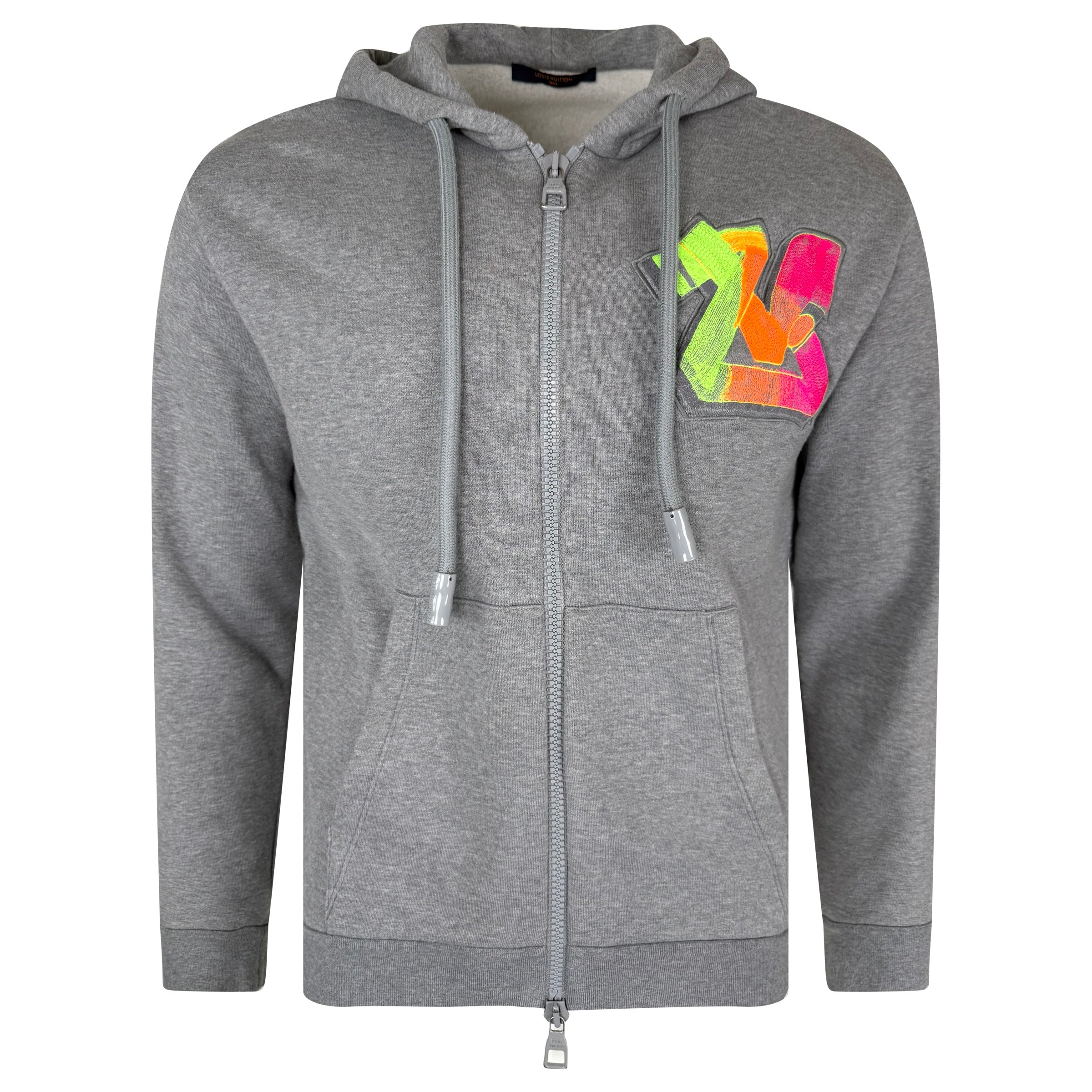 LOUIS VUITTON GREY GRAFFITI HOODIE - MEDIUM - Affluent ArchivesUsed HIGH END DESIGNER CLOTHING