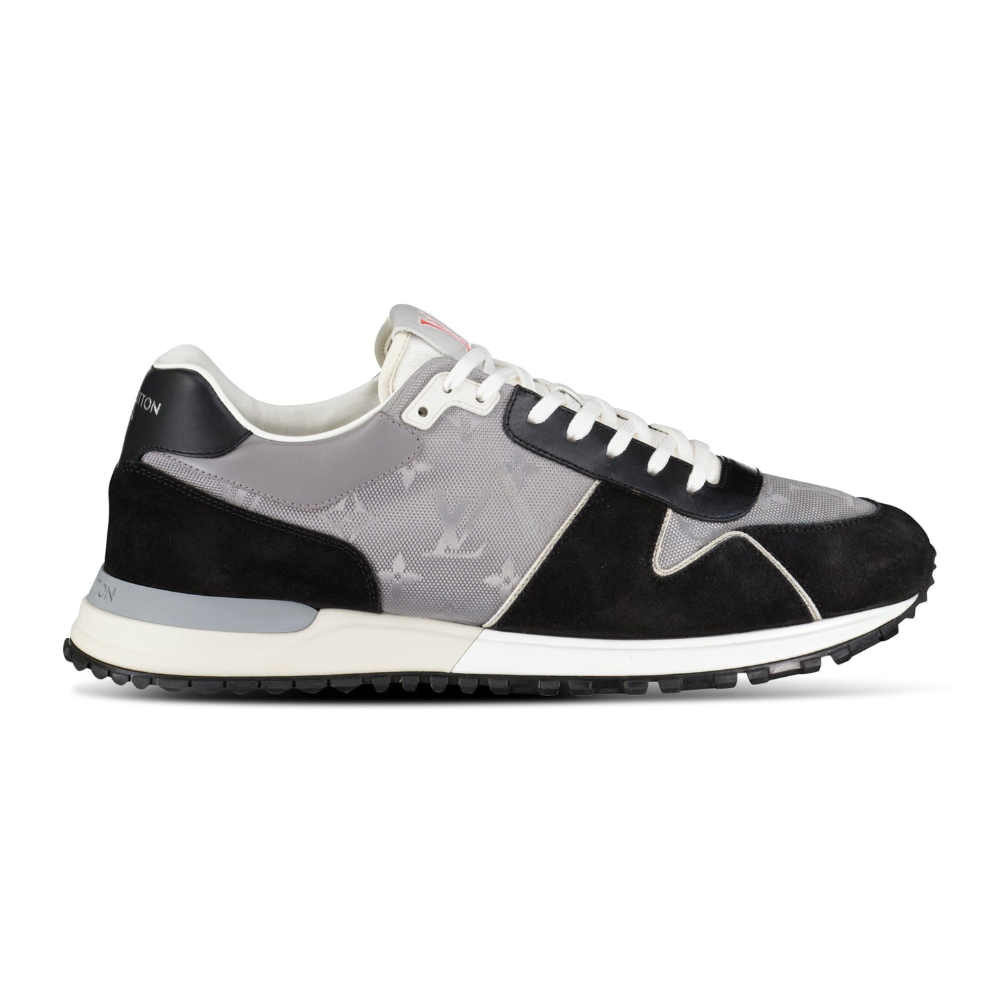 LOUIS VUITTON GREY/BLACK MONOGRAM RUNAWAY TRAINER - UK 9.5 (Fit 10.5) - Affluent ArchivesUsed HIGH END DESIGNER CLOTHING