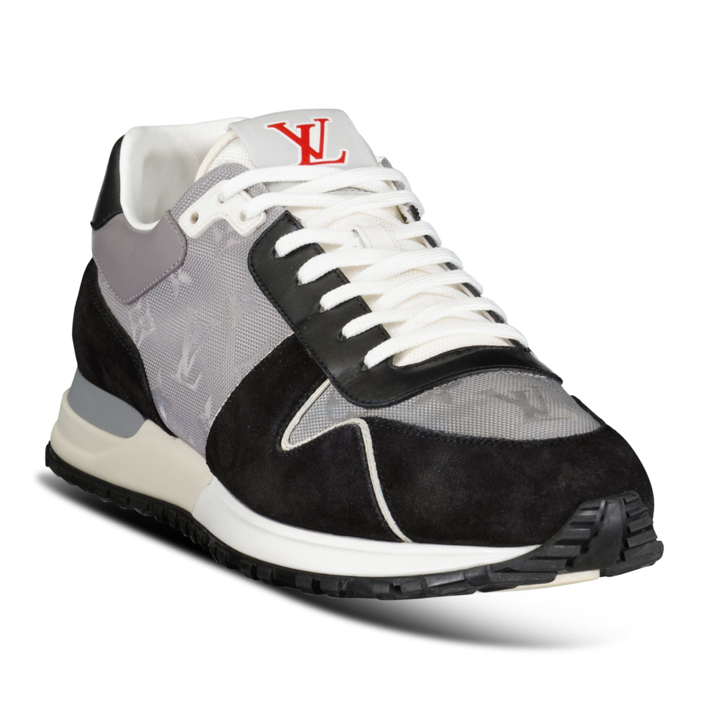 LOUIS VUITTON GREY/BLACK MONOGRAM RUNAWAY TRAINER - UK 9.5 (Fit 10.5) - Affluent ArchivesUsed HIGH END DESIGNER CLOTHING