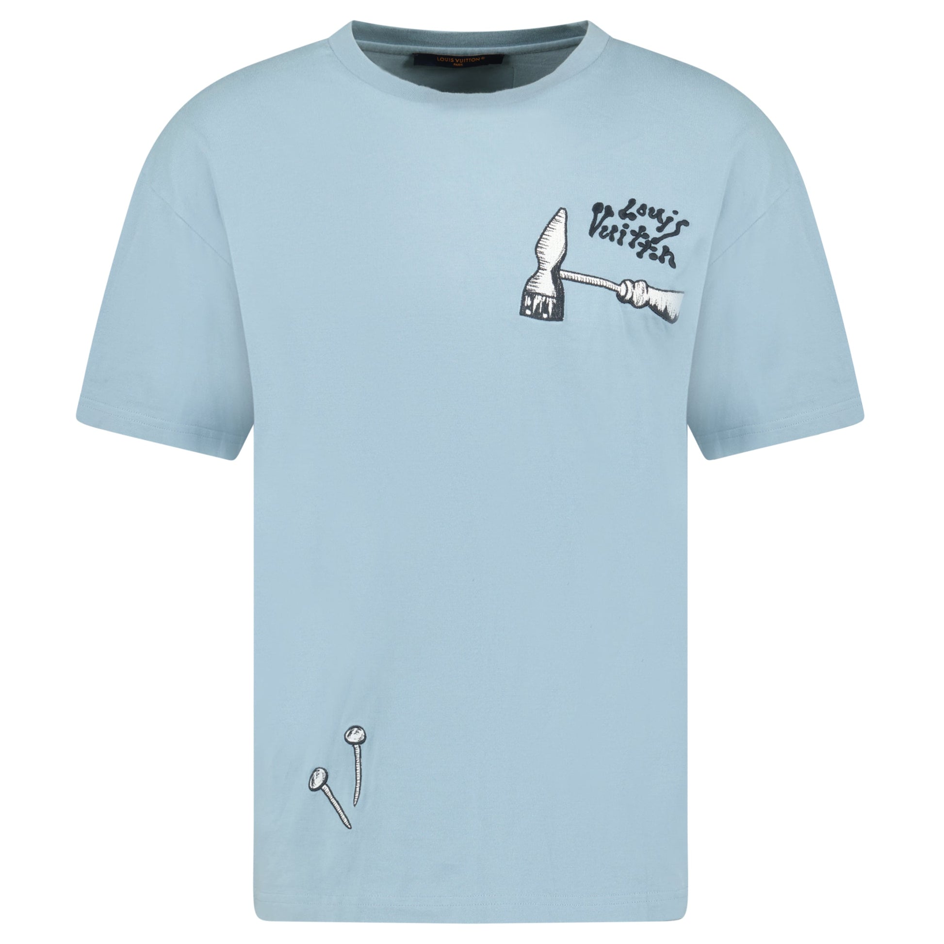 LOUIS VUITTON LIGHT BLUE LOGO T SHIRT - MEDIUM - Affluent ArchivesUsed HIGH END DESIGNER CLOTHING