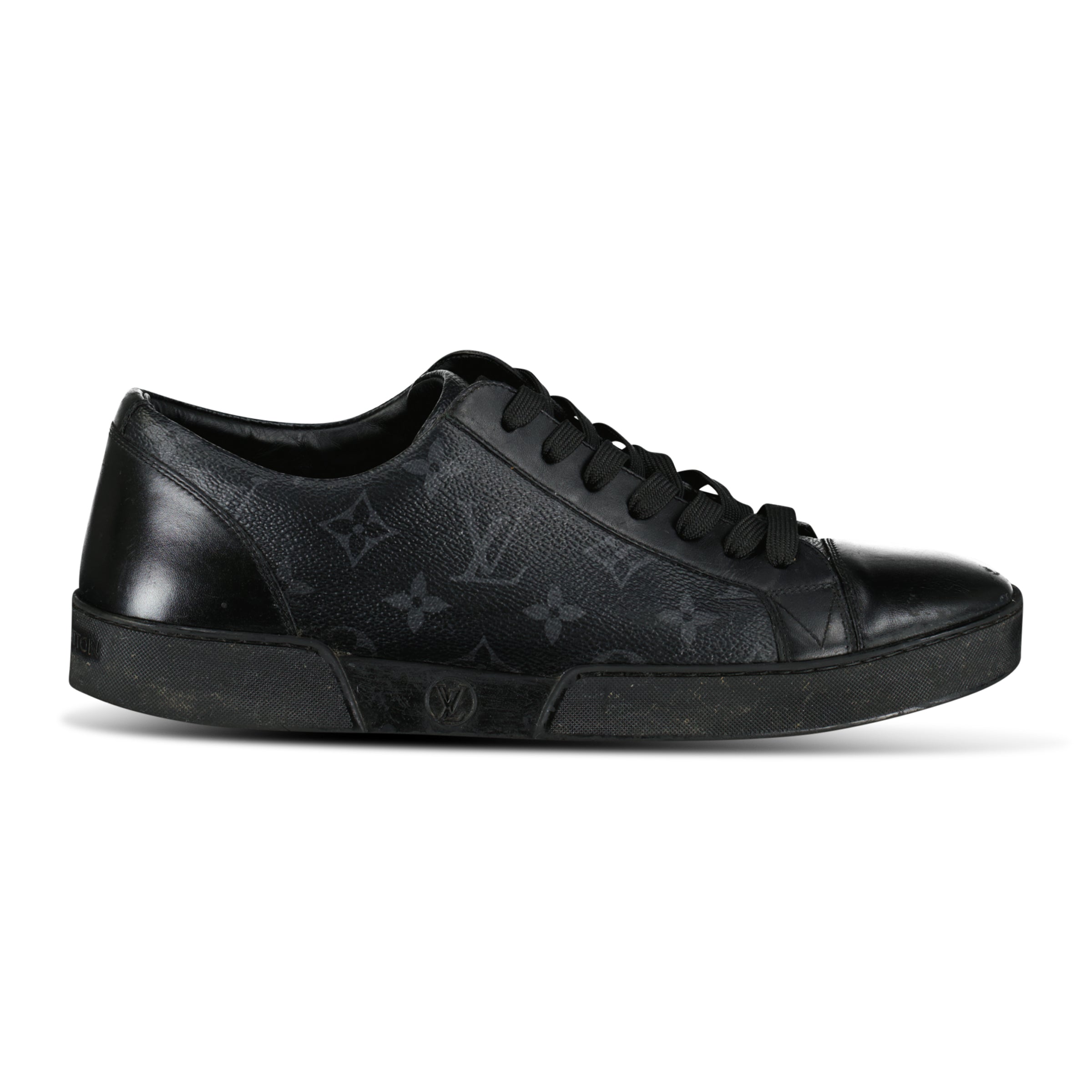 LOUIS VUITTON MONOGRAM ECLIPSE TRAINER BLACK - UK 6.5 (Fits 7.5) - Affluent ArchivesUsed HIGH END DESIGNER CLOTHING