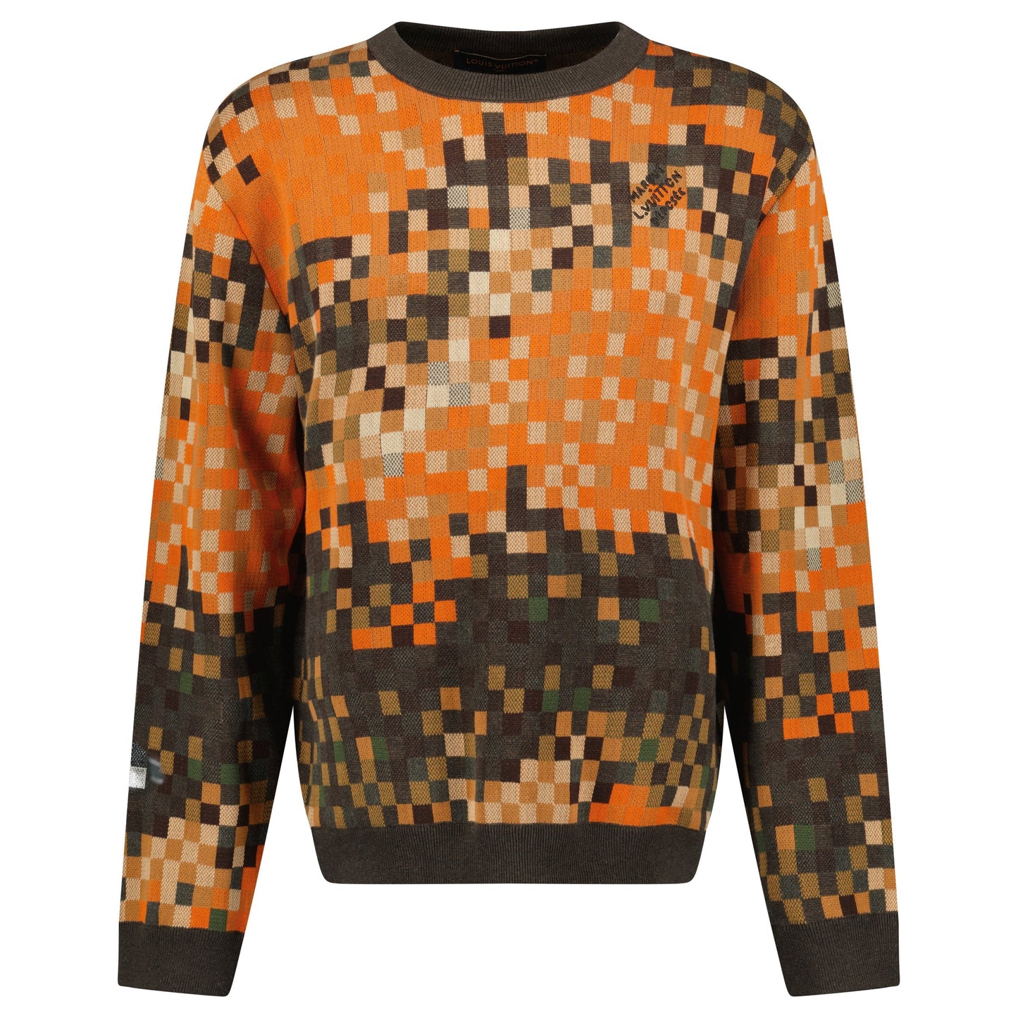LOUIS VUITTON ORANGE / BROWN DAMIER SWEATSHIRT - LARGE - Affluent ArchivesUsed HIGH END DESIGNER CLOTHING