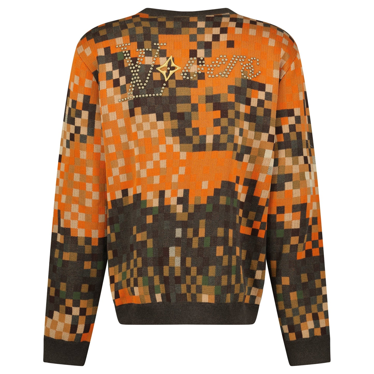 LOUIS VUITTON ORANGE / BROWN DAMIER SWEATSHIRT - LARGE - Affluent ArchivesUsed HIGH END DESIGNER CLOTHING