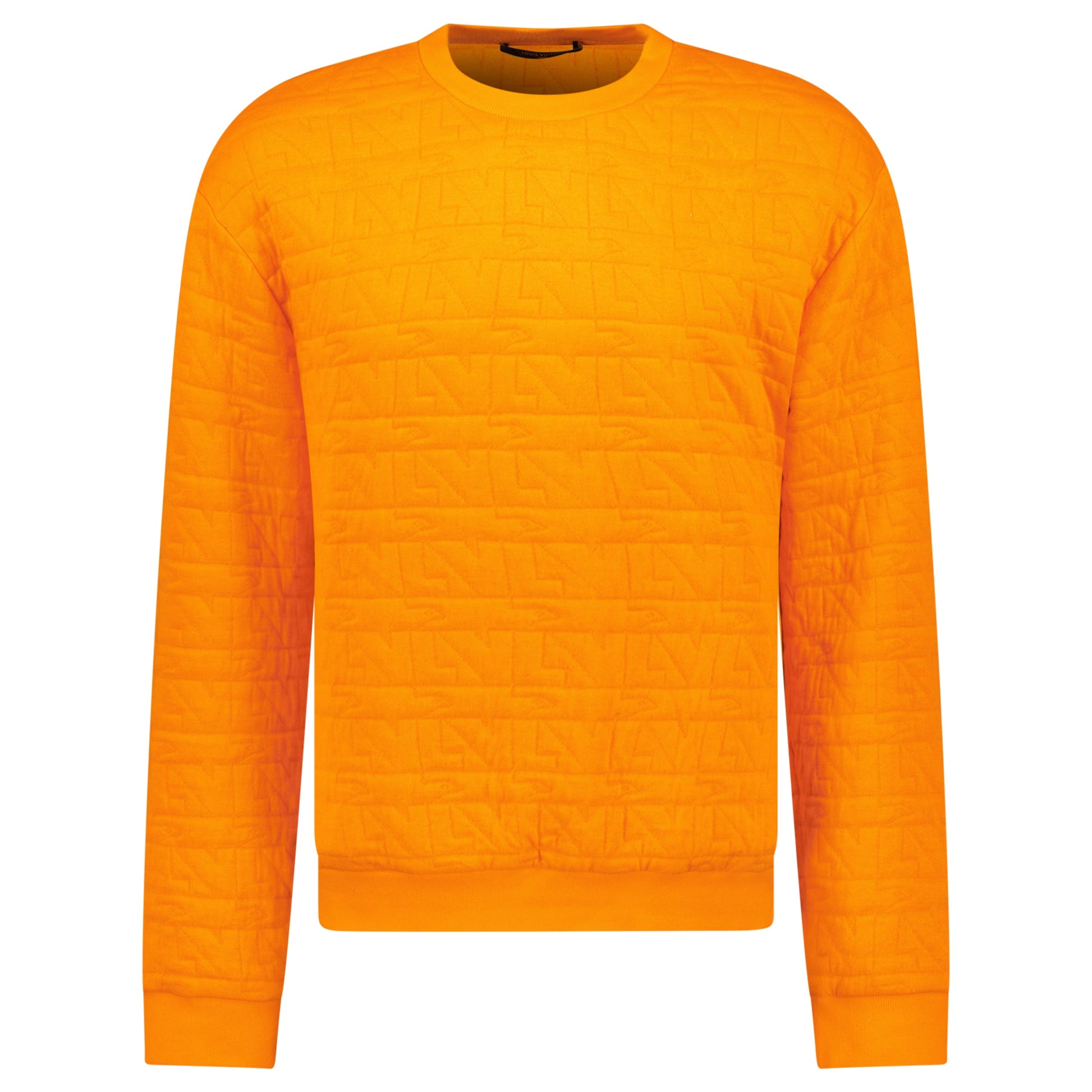 LOUIS VUITTON ORANGE QUILTED SWEATSHIRT - MEDIUM (Fits Large) - Affluent ArchivesUsed HIGH END DESIGNER CLOTHING