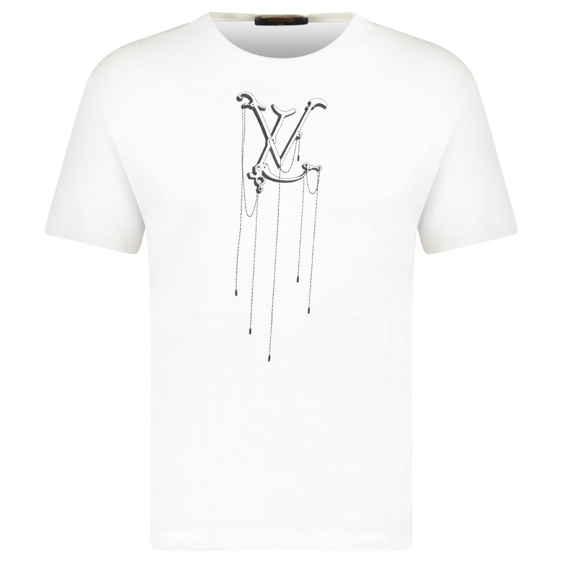 LOUIS VUITTON WHITE LV LOGO T SHIRT - SMALL (Fits M) - Affluent ArchivesUsed HIGH END DESIGNER CLOTHING