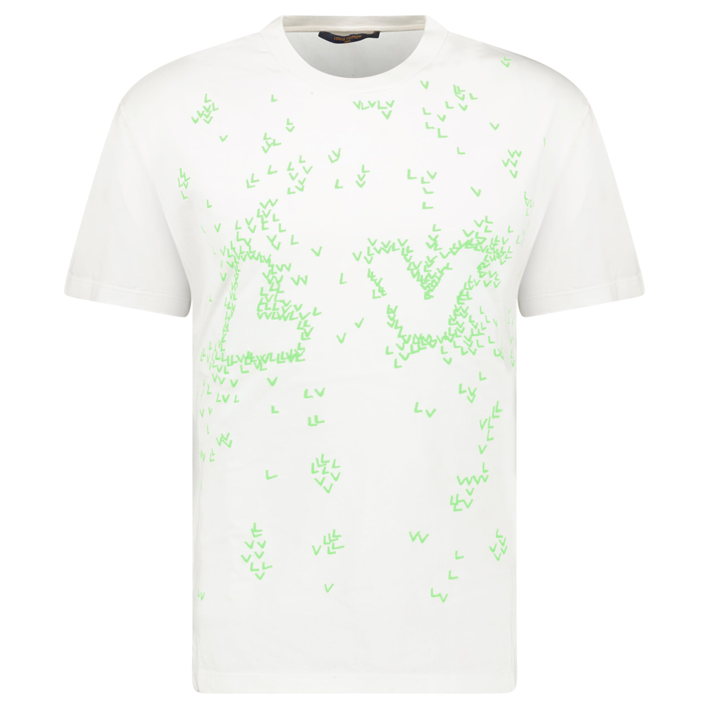 LOUIS VUITTON WHITE SCATTER LV T SHIRT - LARGE - Affluent ArchivesUsed HIGH END DESIGNER CLOTHING