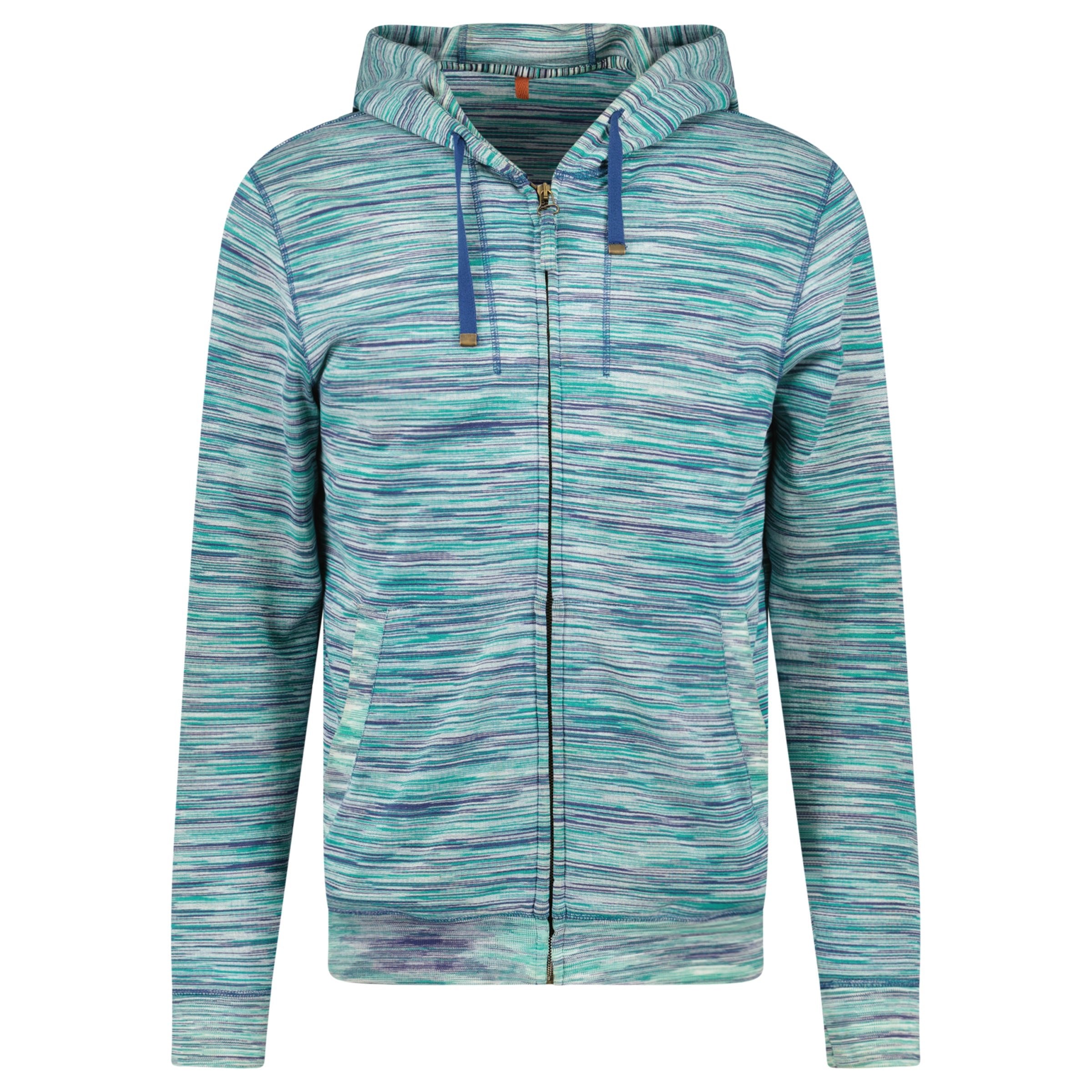 MISSONI BLUE STRIPED HOODIE - M (Fits L) - Affluent ArchivesUsed HIGH END DESIGNER CLOTHING