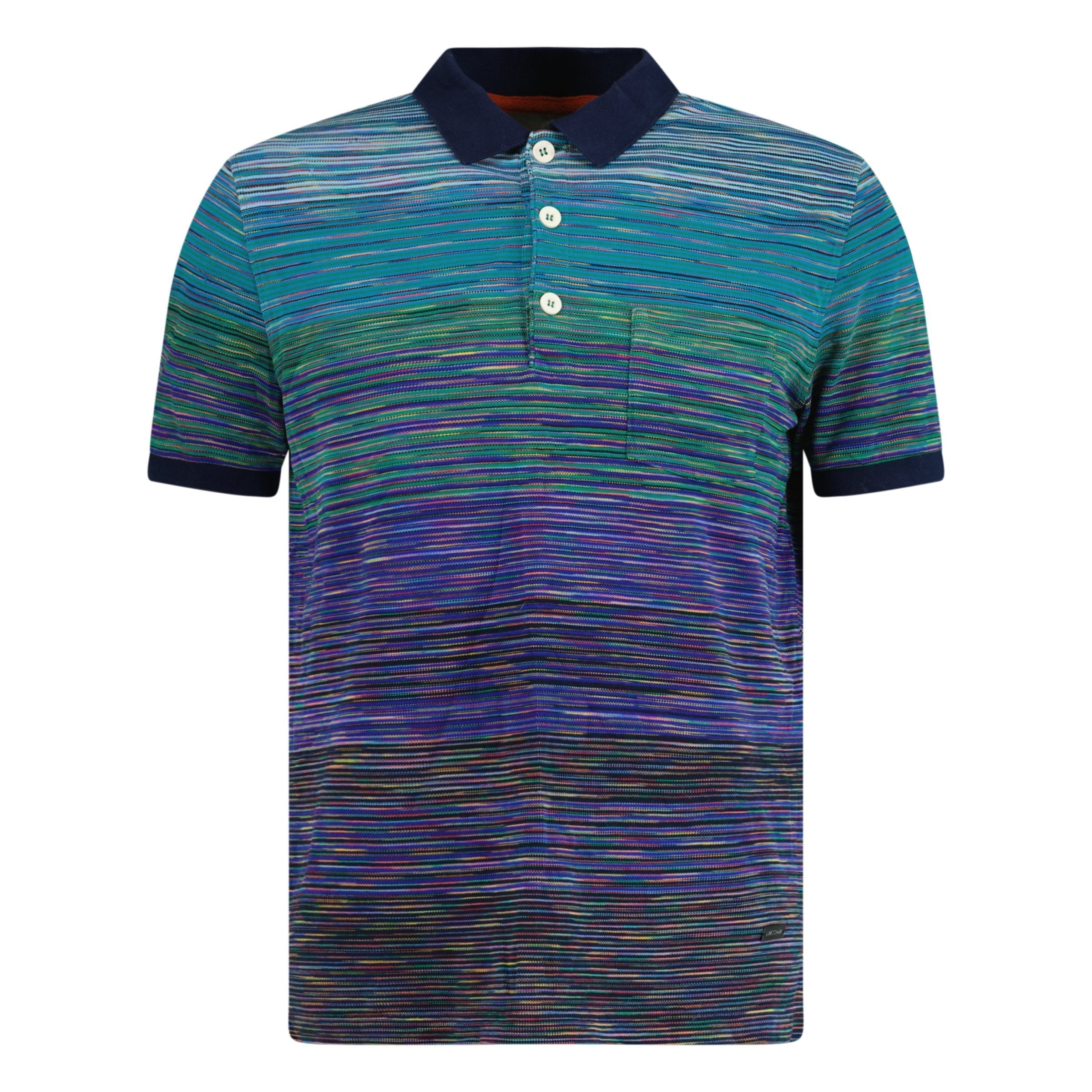 MISSONI BLUE STRIPED POLO - MEDIUM (Fits S) - affluentarchivesUsed HIGH END DESIGNER CLOTHING