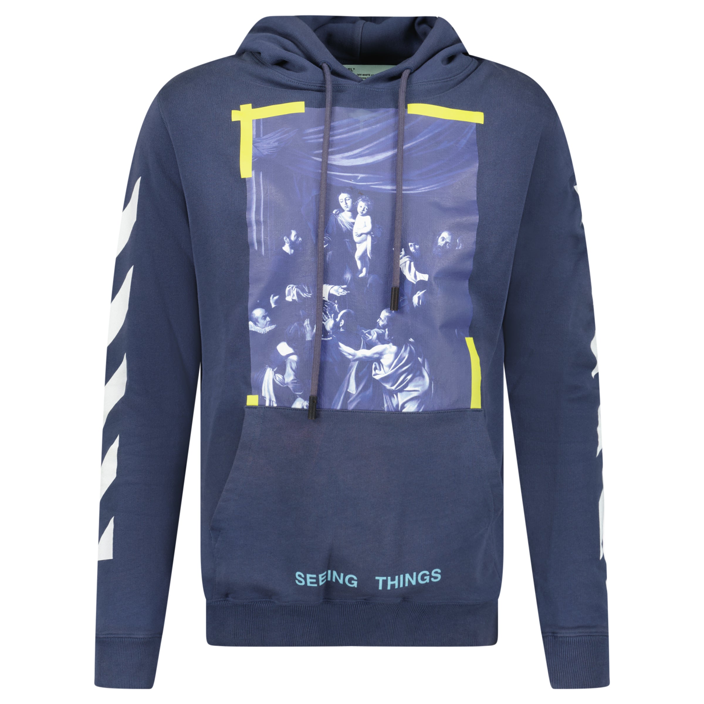 OFF WHITE HOODIE BLUE - SMALL (Fits Size Large) - Affluent ArchivesUsed HIGH END DESIGNER CLOTHING