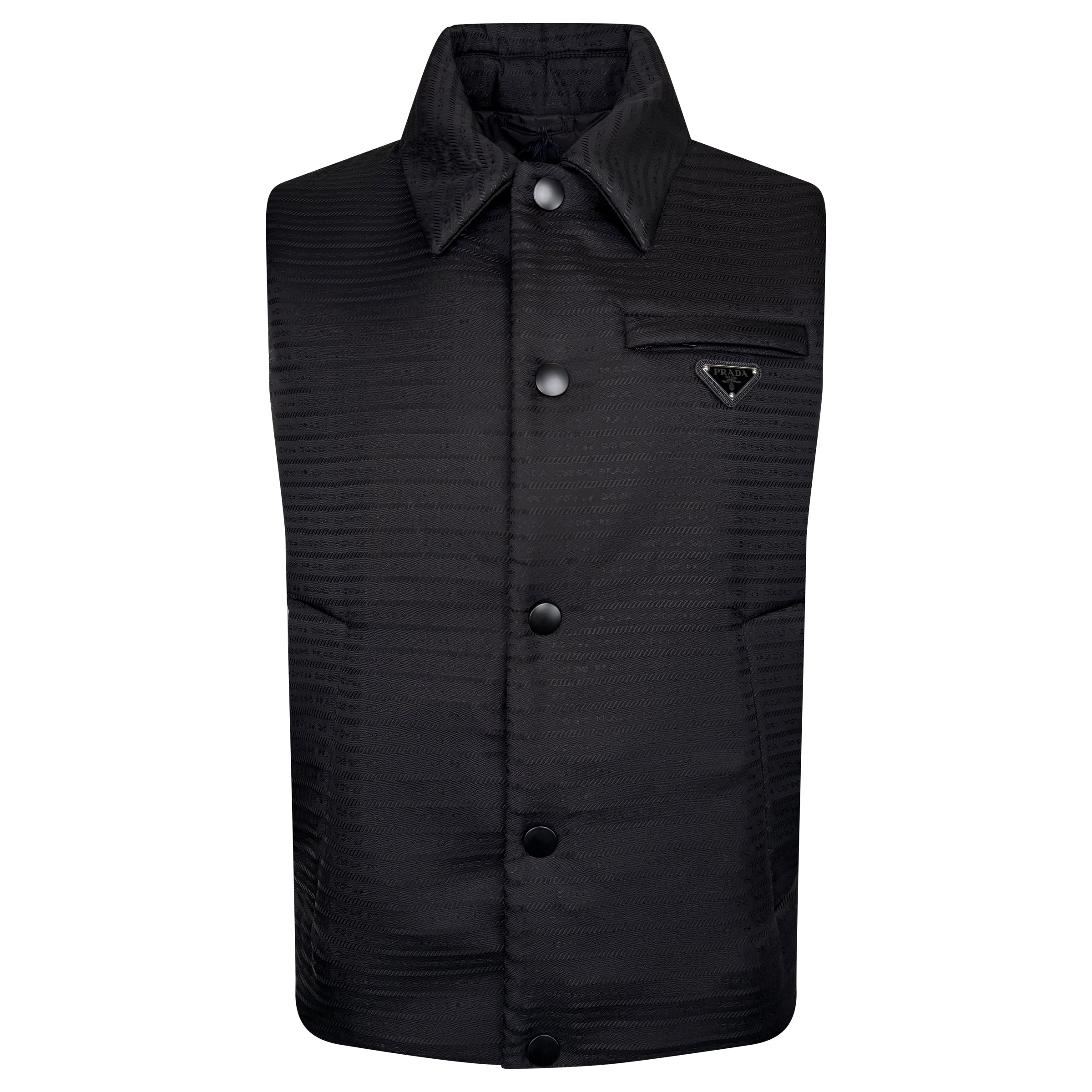 PRADA BADGE RE NYLON BLACK GILET - XL (Fits L) NEW WITH TAGS - Affluent ArchivesUsed HIGH END DESIGNER CLOTHING