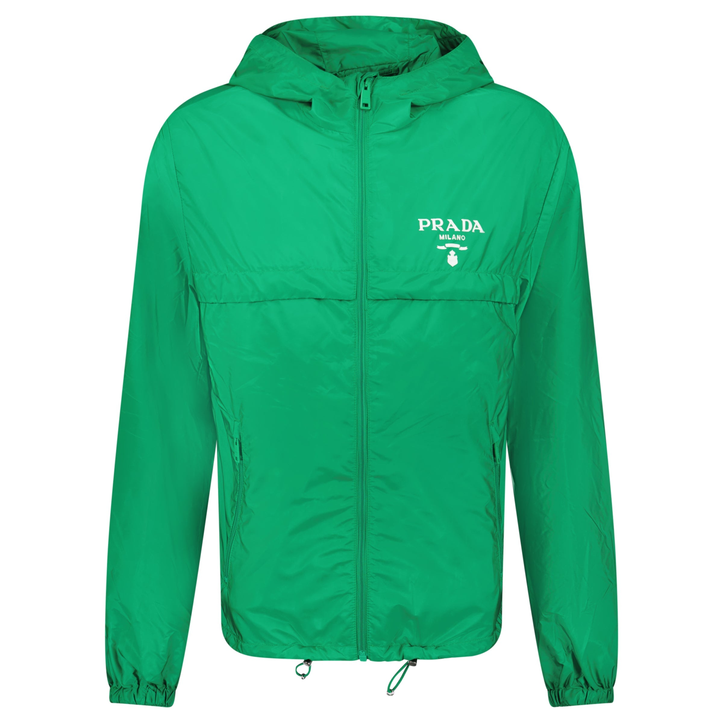 PRADA GREEN WINDBREAKER - LARGE (Fits M/L) - Affluent ArchivesUsed HIGH END DESIGNER CLOTHING