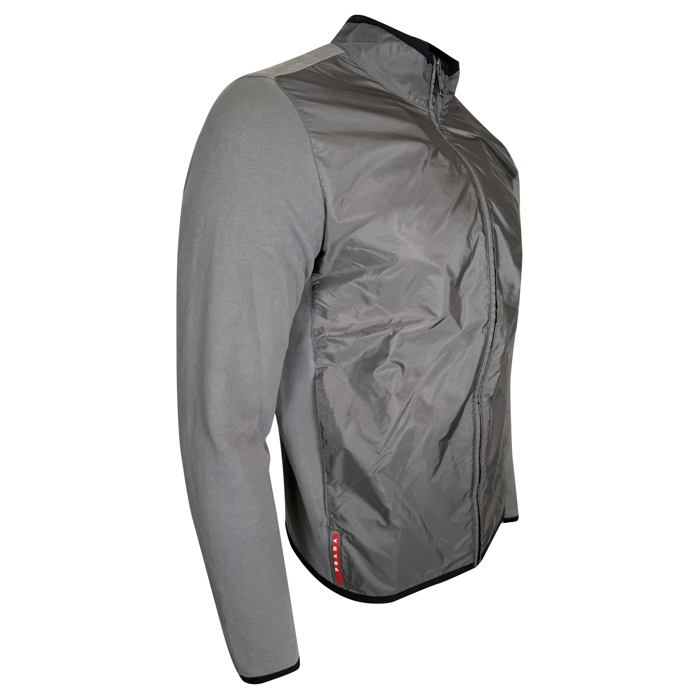 PRADA GREY LINEA ROSSA ZIP JACKET - LARGE (Fits Medium) - Affluent ArchivesUsed HIGH END DESIGNER CLOTHING