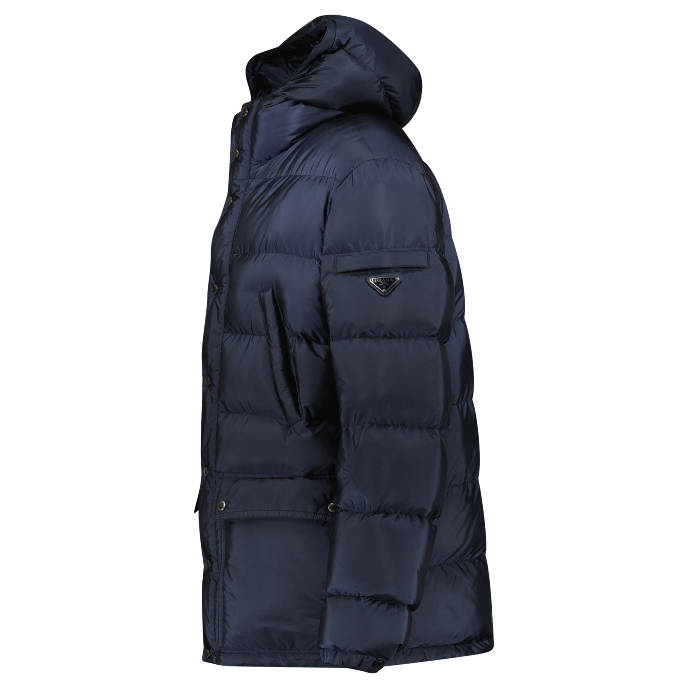 PRADA NAVY QUILTED PUFFER COAT - MEDIUM (Fits S/M) - Affluent ArchivesUsed HIGH END DESIGNER CLOTHING