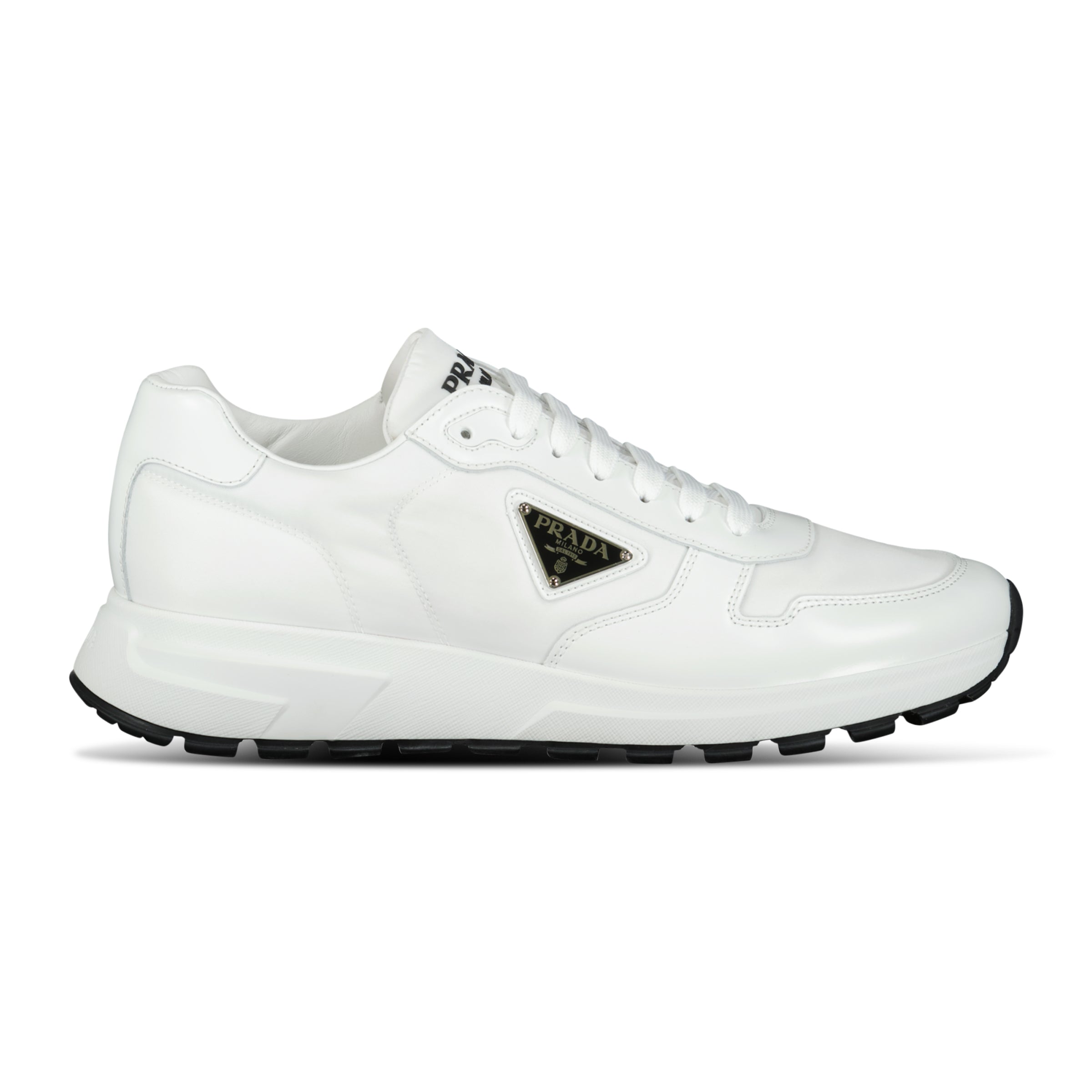 PRADA WHITE LEATHER SNEAKER - UK 7 (Fit 8) NEW - Affluent ArchivesUsed HIGH END DESIGNER CLOTHING