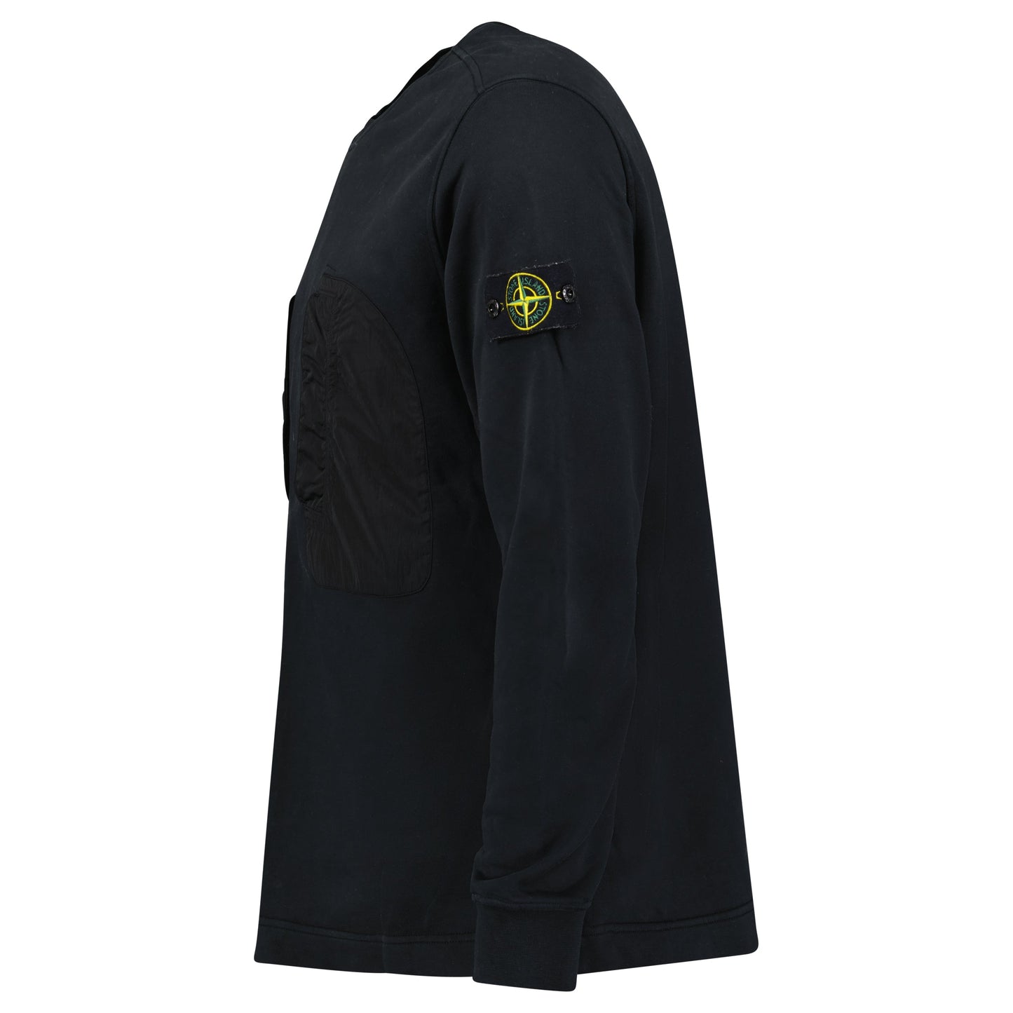 STONE ISLAND BLACK COTTON / NYLON LOGO SWEATSHIRT - LARGE - Affluent ArchivesUsed HIGH END DESIGNER CLOTHING