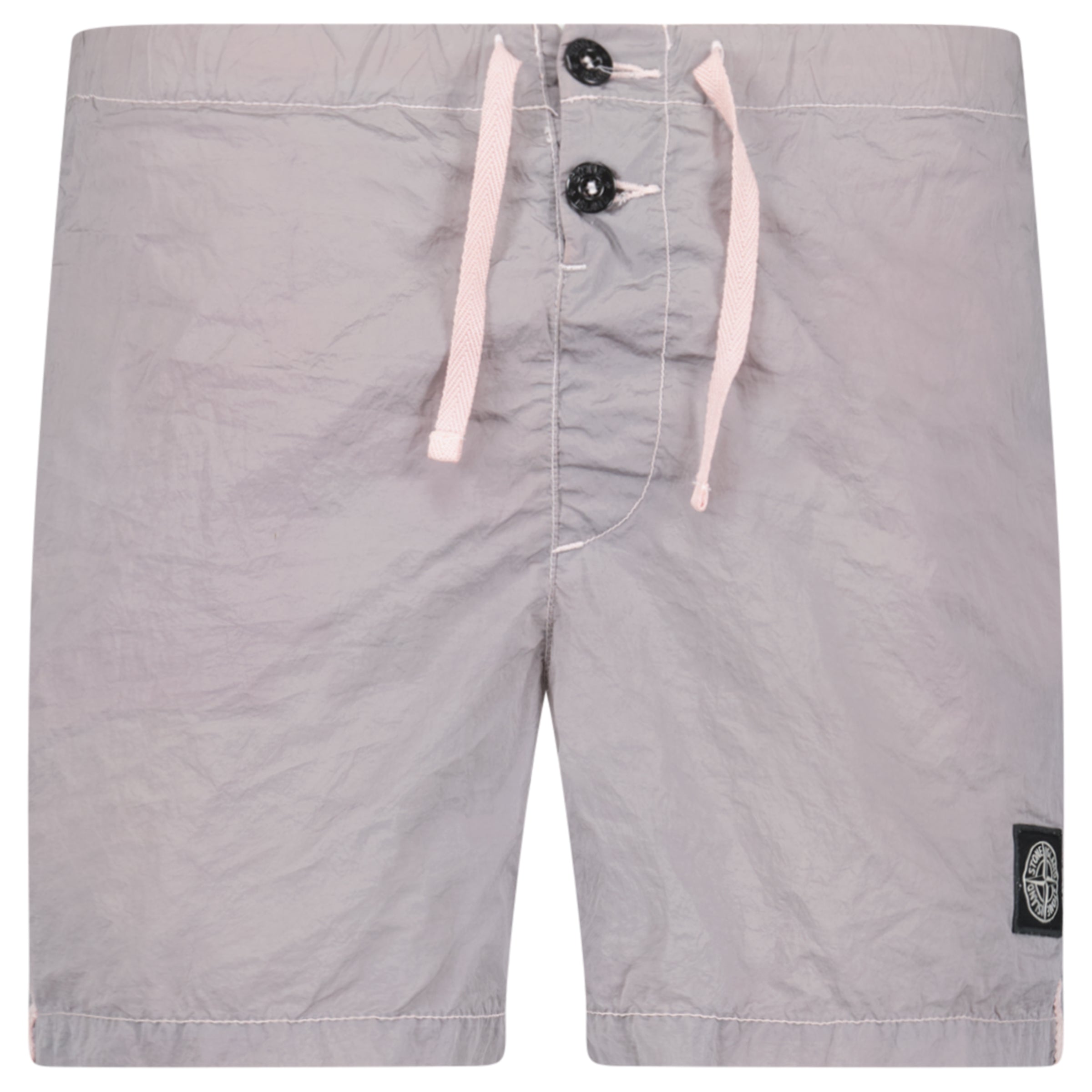 STONE ISLAND GREY / PINK CRINKLE SWIM SHORTS - MEDIUM - Affluent ArchivesUsed HIGH END DESIGNER CLOTHING