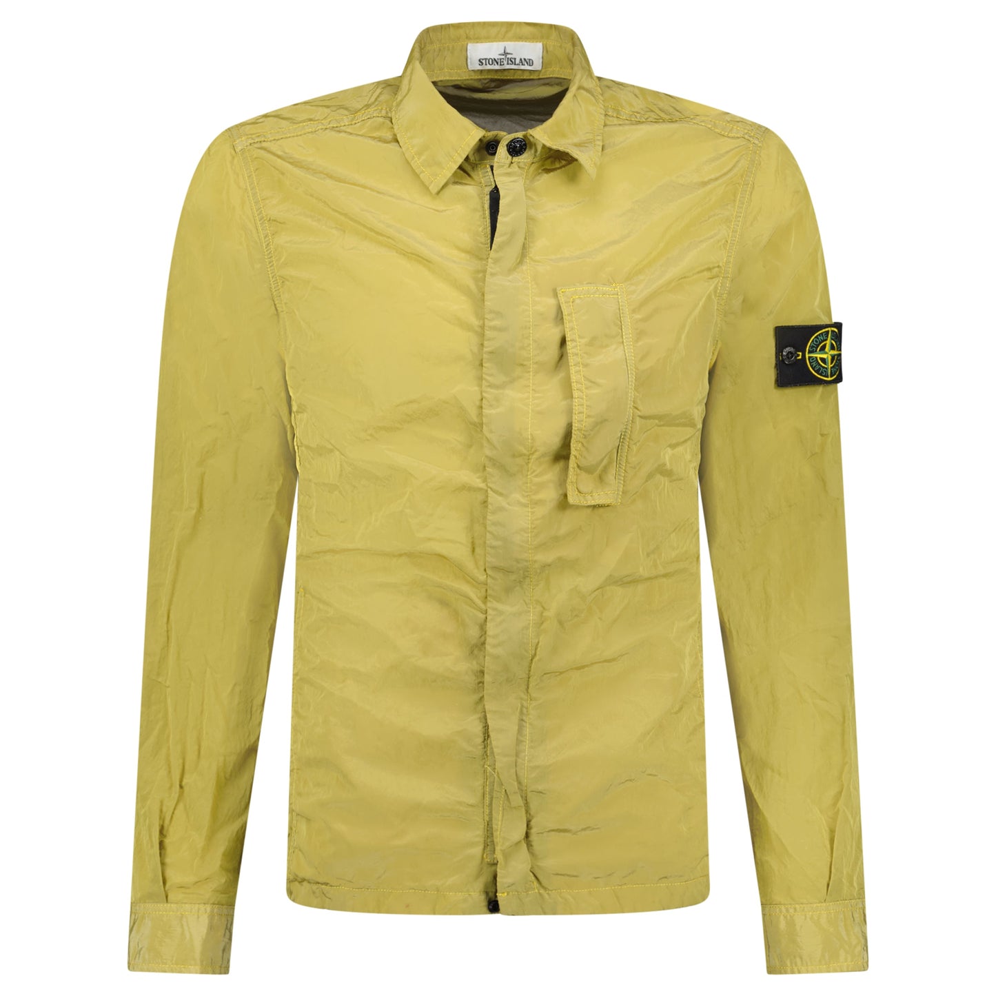 STONE ISLAND KHAKI CRINKLE NYLON OVERSHIRT - MEDIUM - Affluent ArchivesUsed HIGH END DESIGNER CLOTHING