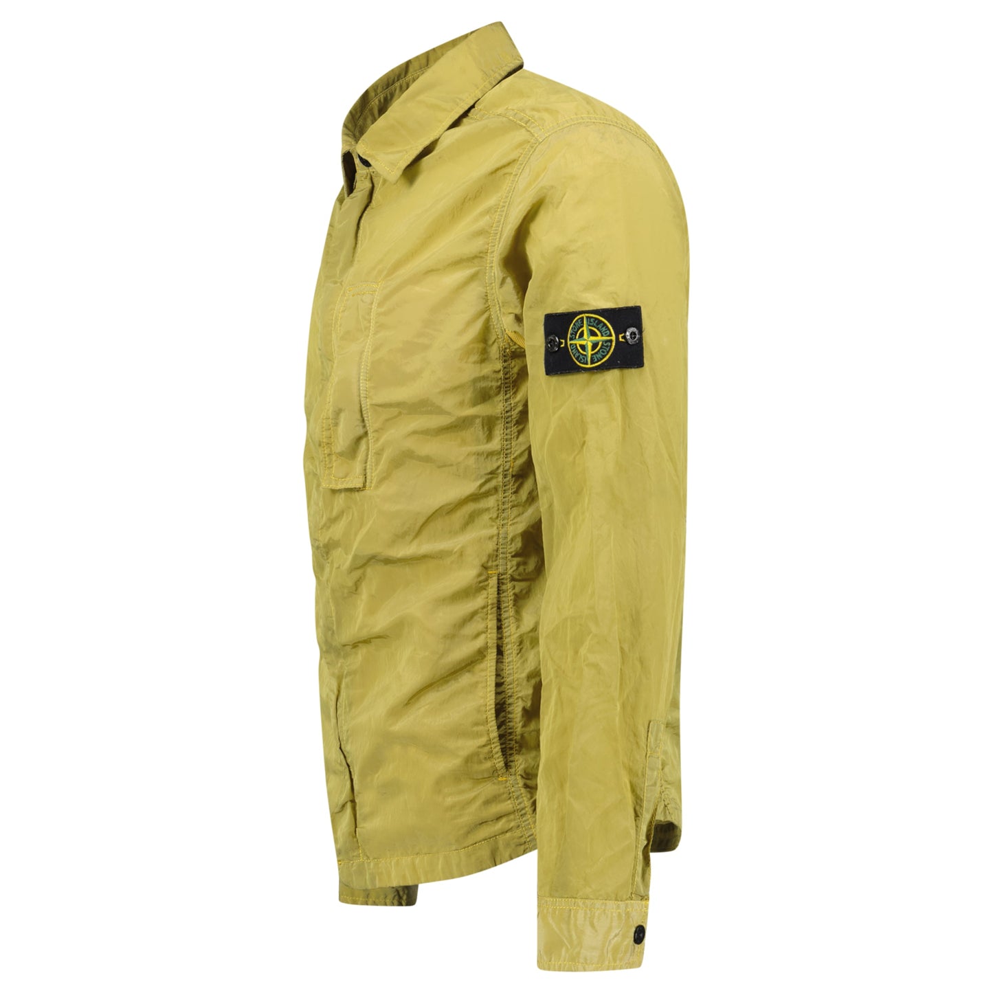 STONE ISLAND KHAKI CRINKLE NYLON OVERSHIRT - MEDIUM - Affluent ArchivesUsed HIGH END DESIGNER CLOTHING