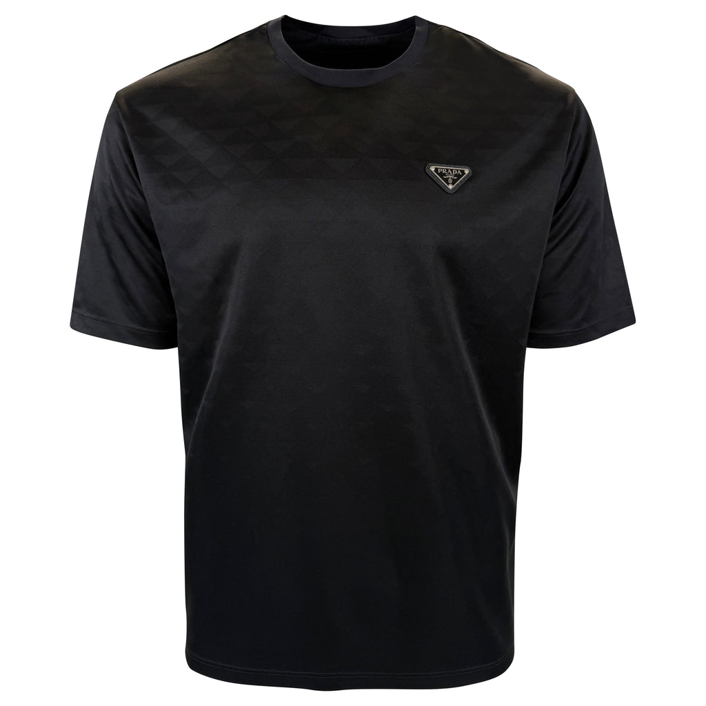 PRADA BLACK RE NYLON PLAQUE T SHIRT - LARGE | PRE OWNED