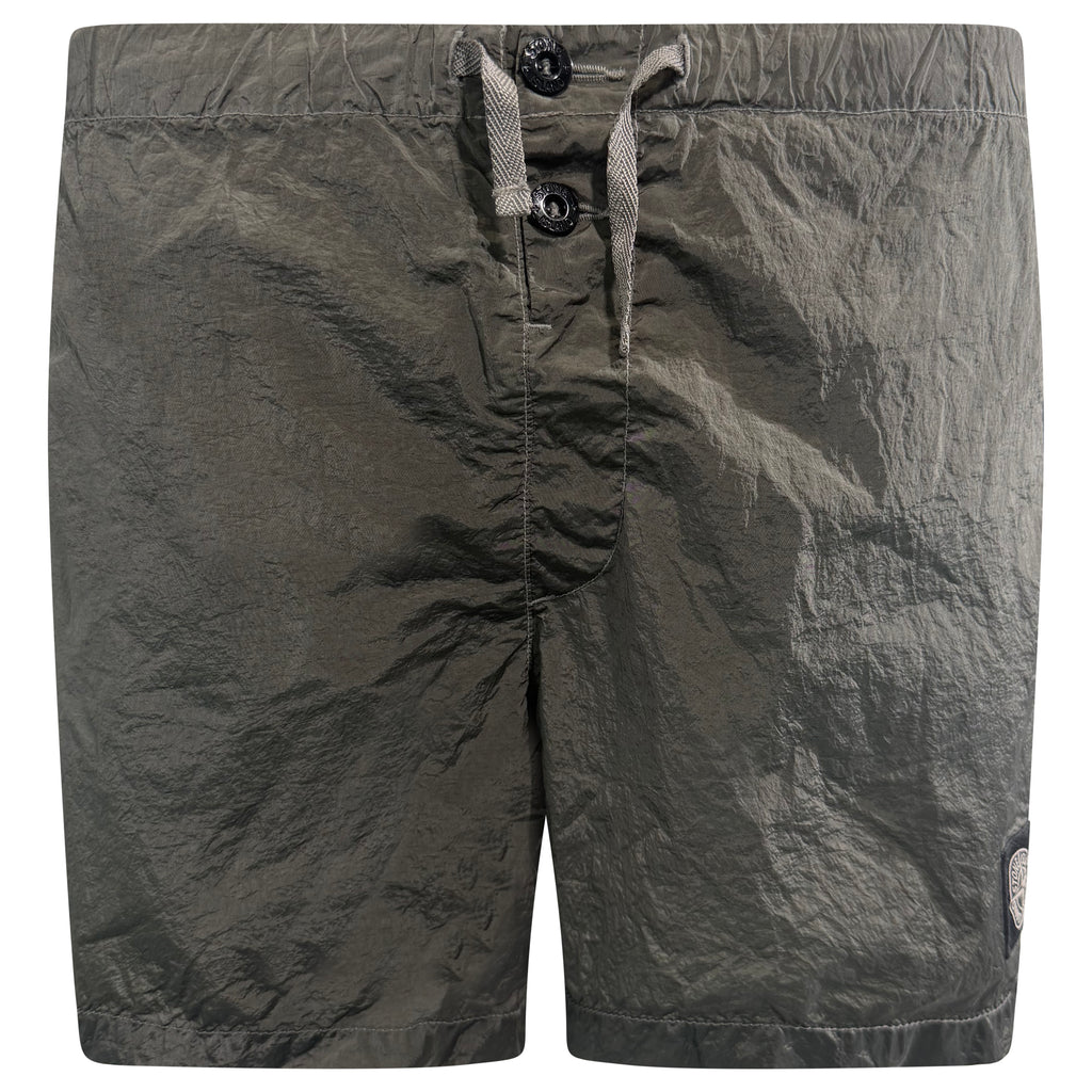 STONE ISLAND KHAKI CRINKLE SWIM SHORTS - XL| PRE OWNED