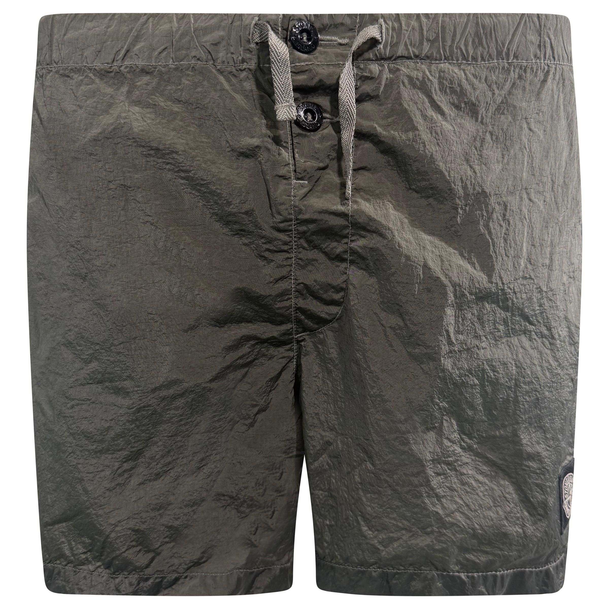 STONE ISLAND KHAKI CRINKLE SWIM SHORTS - XL| PRE OWNED