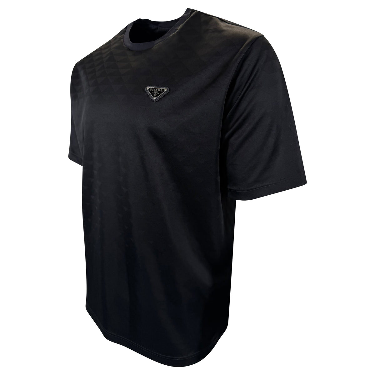 PRADA BLACK RE NYLON PLAQUE T SHIRT - LARGE | PRE OWNED