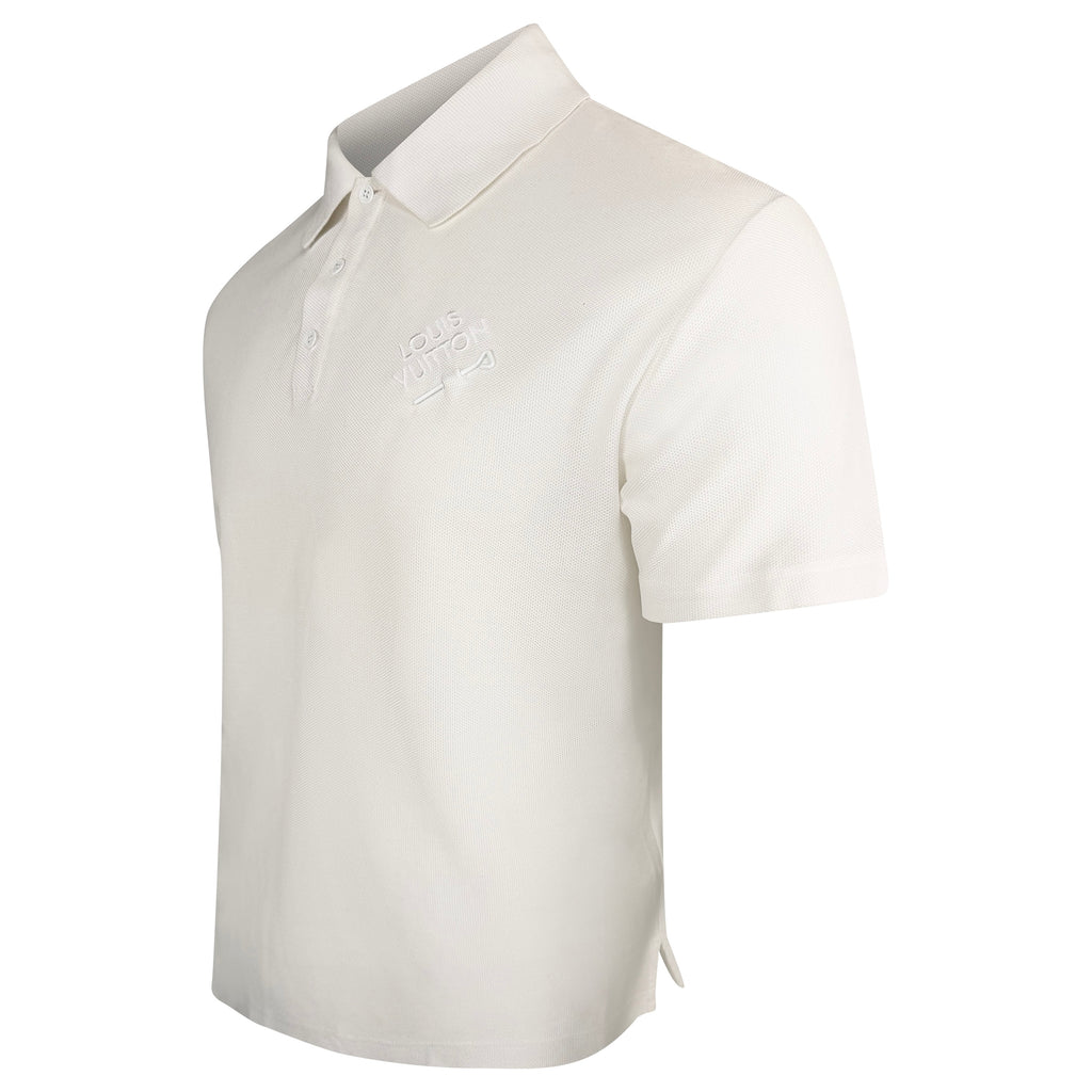 LOUIS VUITTON WHITE SIGNATURE PIN POLO - MEDIUM