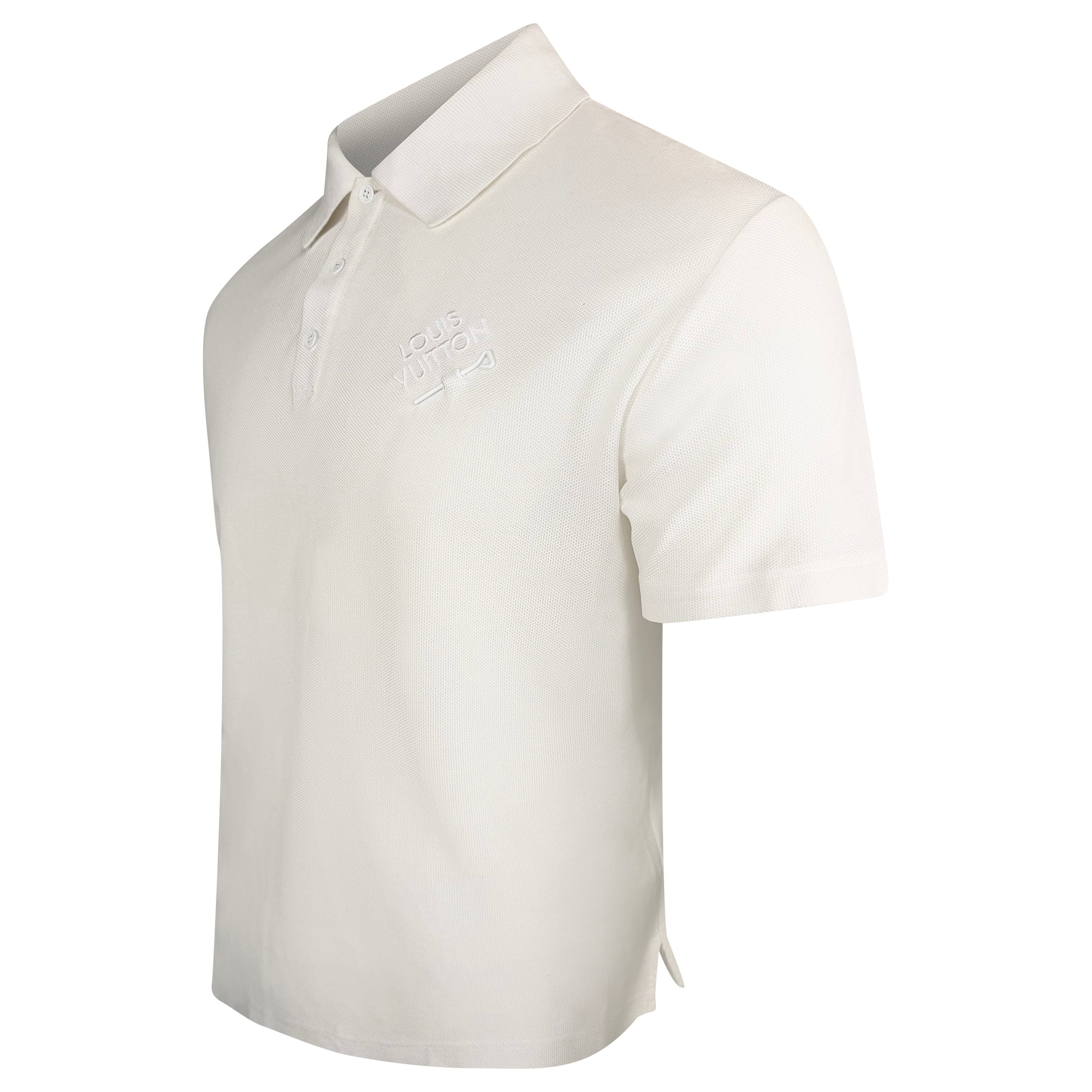 LOUIS VUITTON WHITE SIGNATURE PIN POLO - MEDIUM